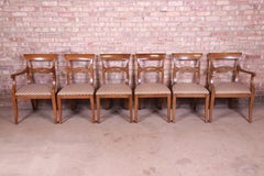 Baker Furniture French Provincial Walnut Dining Chairs, Set of Six