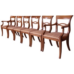 Baker Furniture French Provincial Walnut Dining Chairs, Set of Six