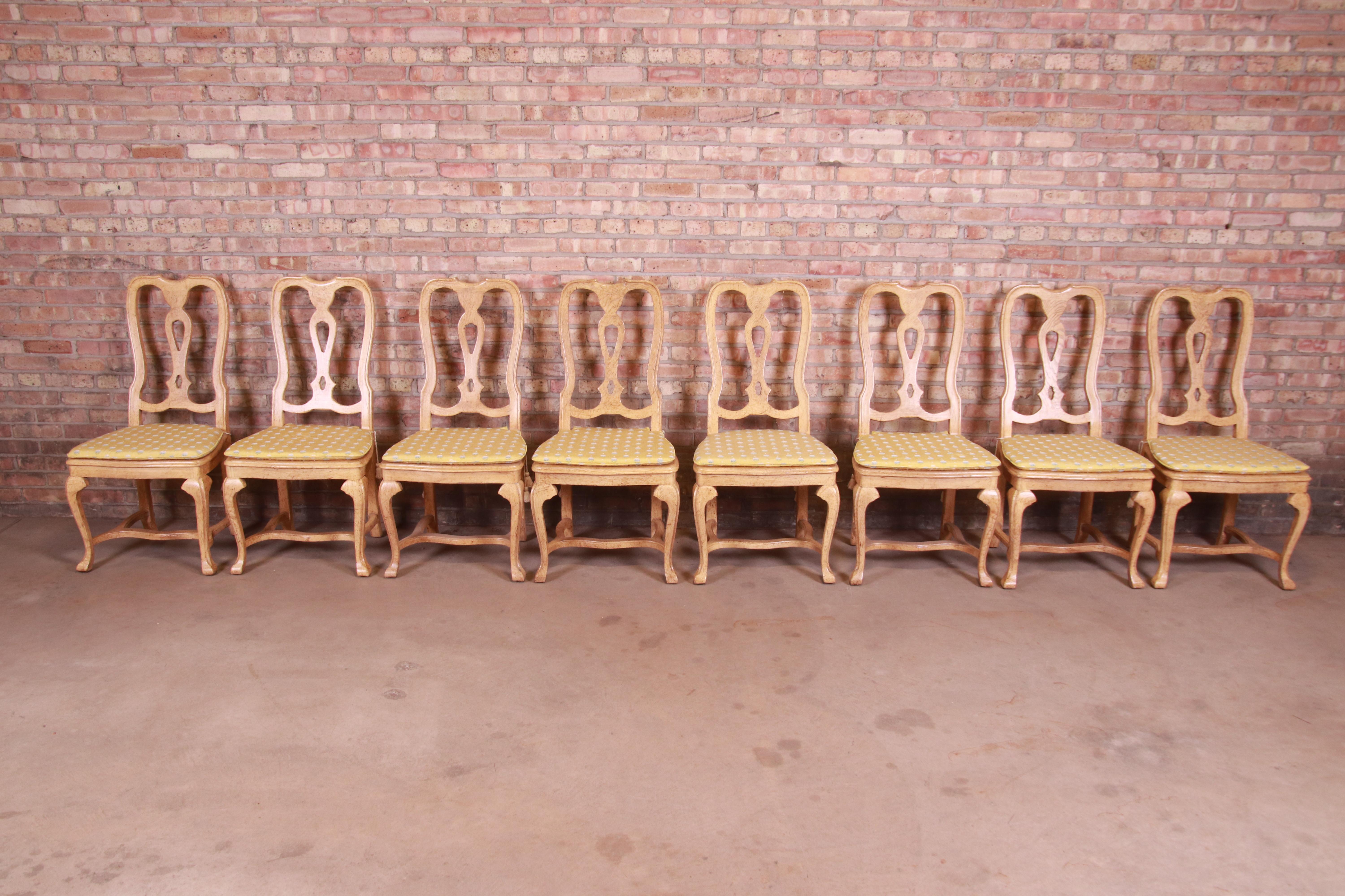 Baker Furniture French Provincial White Oak and Cane Dining Chairs, Set of Eight 4