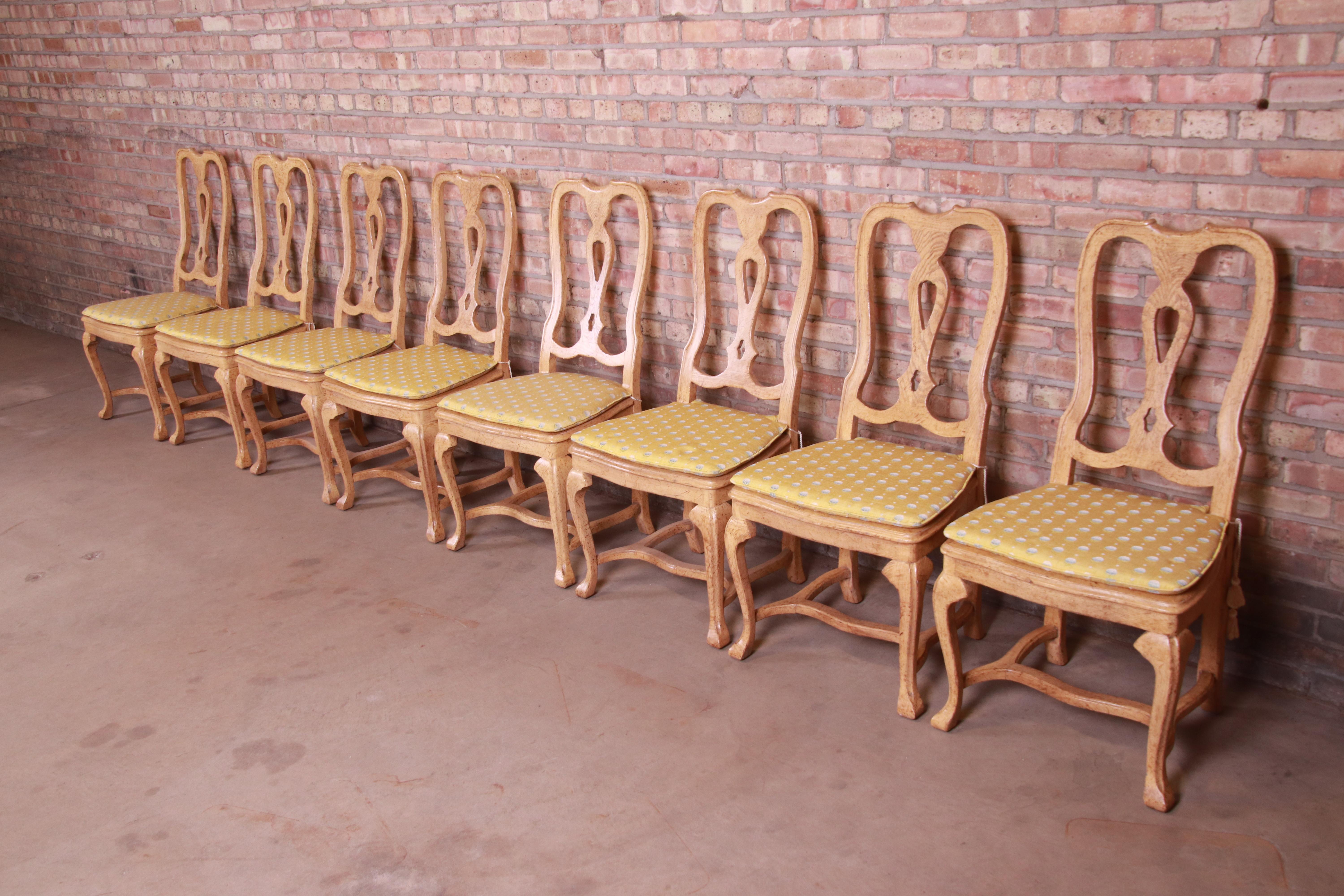 Baker Furniture French Provincial White Oak and Cane Dining Chairs, Set of Eight 5