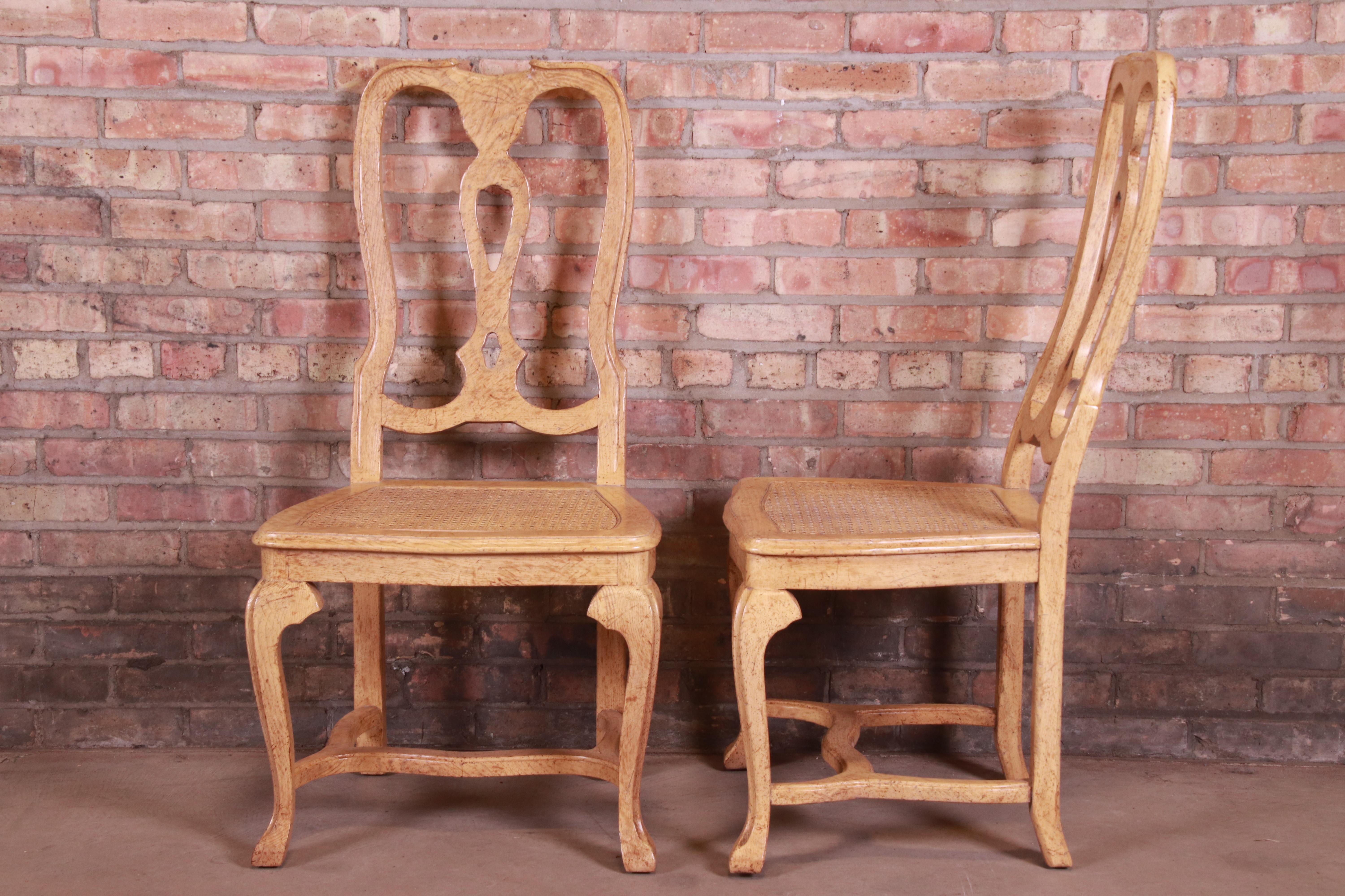 Baker Furniture French Provincial White Oak and Cane Dining Chairs, Set of Eight 1
