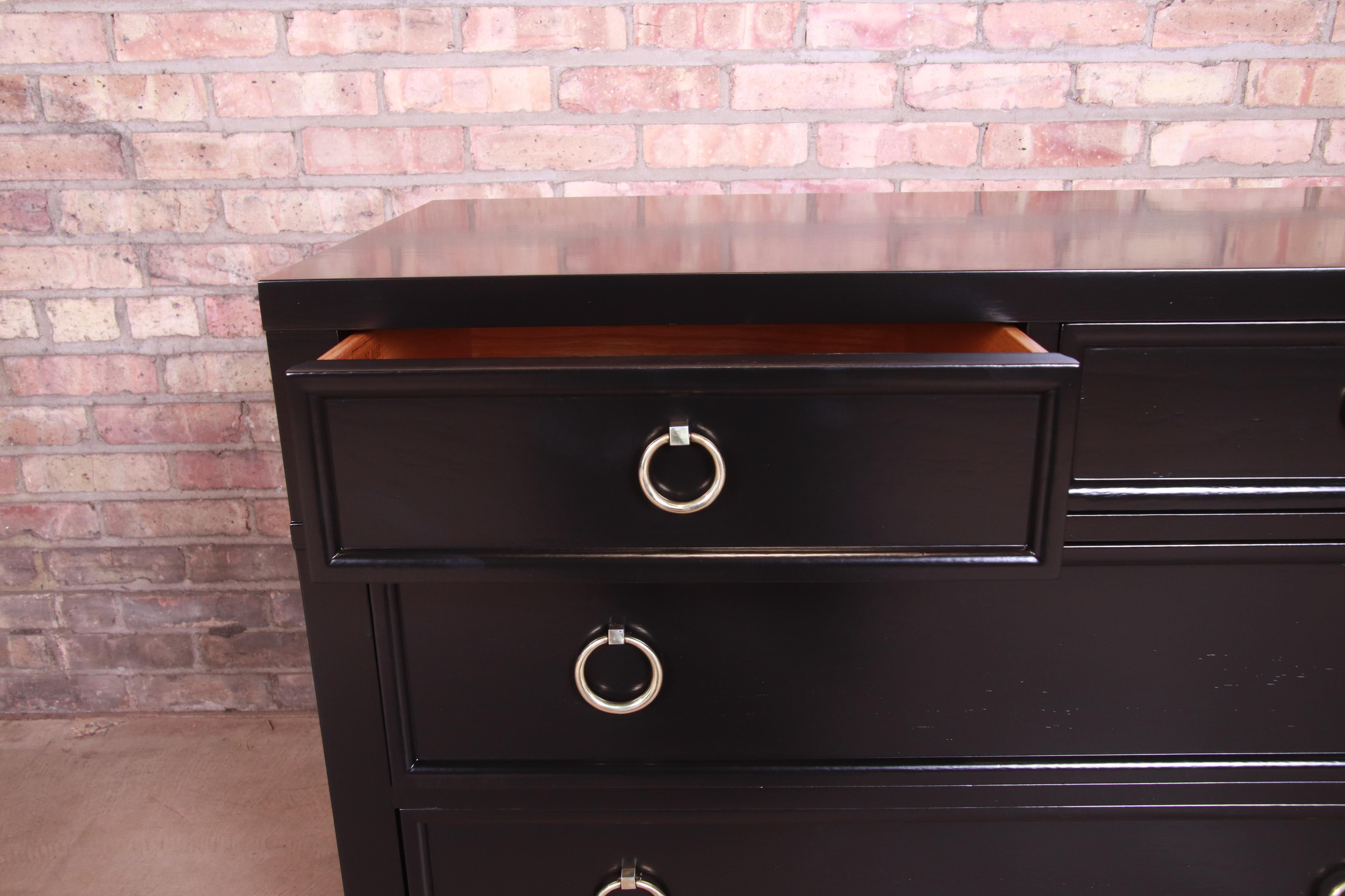 Baker Furniture French Regency Black Lacquered Chest of Drawers, Refinished 2