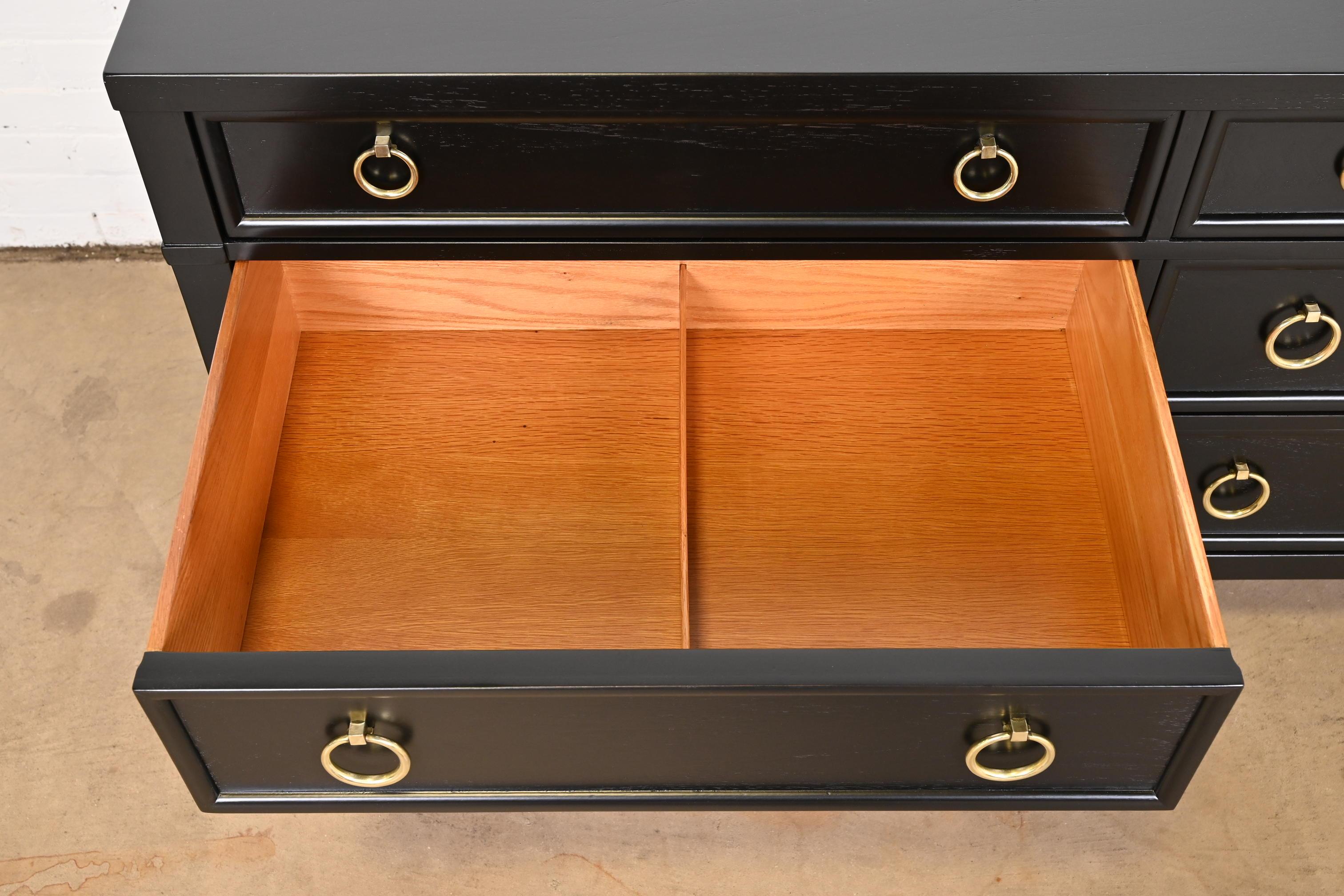 Baker Furniture French Regency Black Lacquered Dresser, Newly Refinished 5