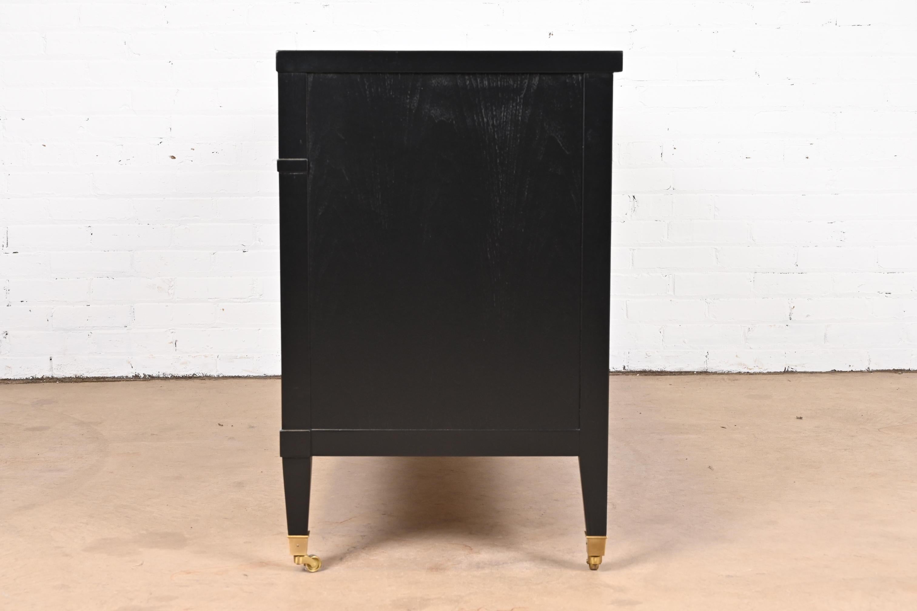 Baker Furniture French Regency Black Lacquered Dresser, Newly Refinished 9