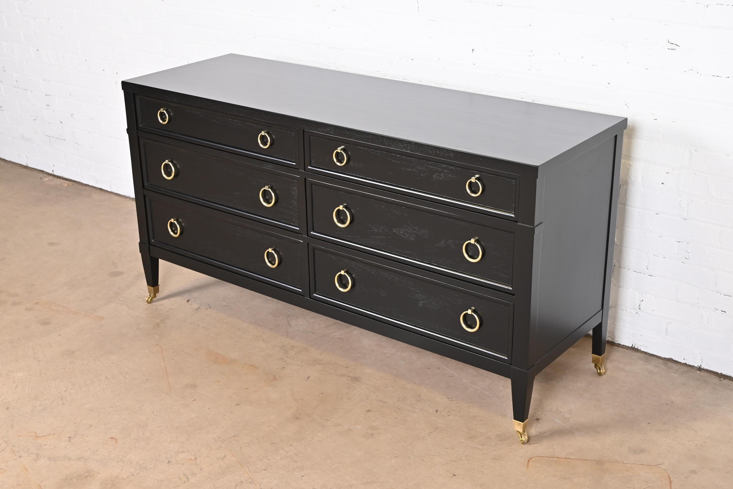Mid-20th Century Baker Furniture French Regency Black Lacquered Dresser, Newly Refinished
