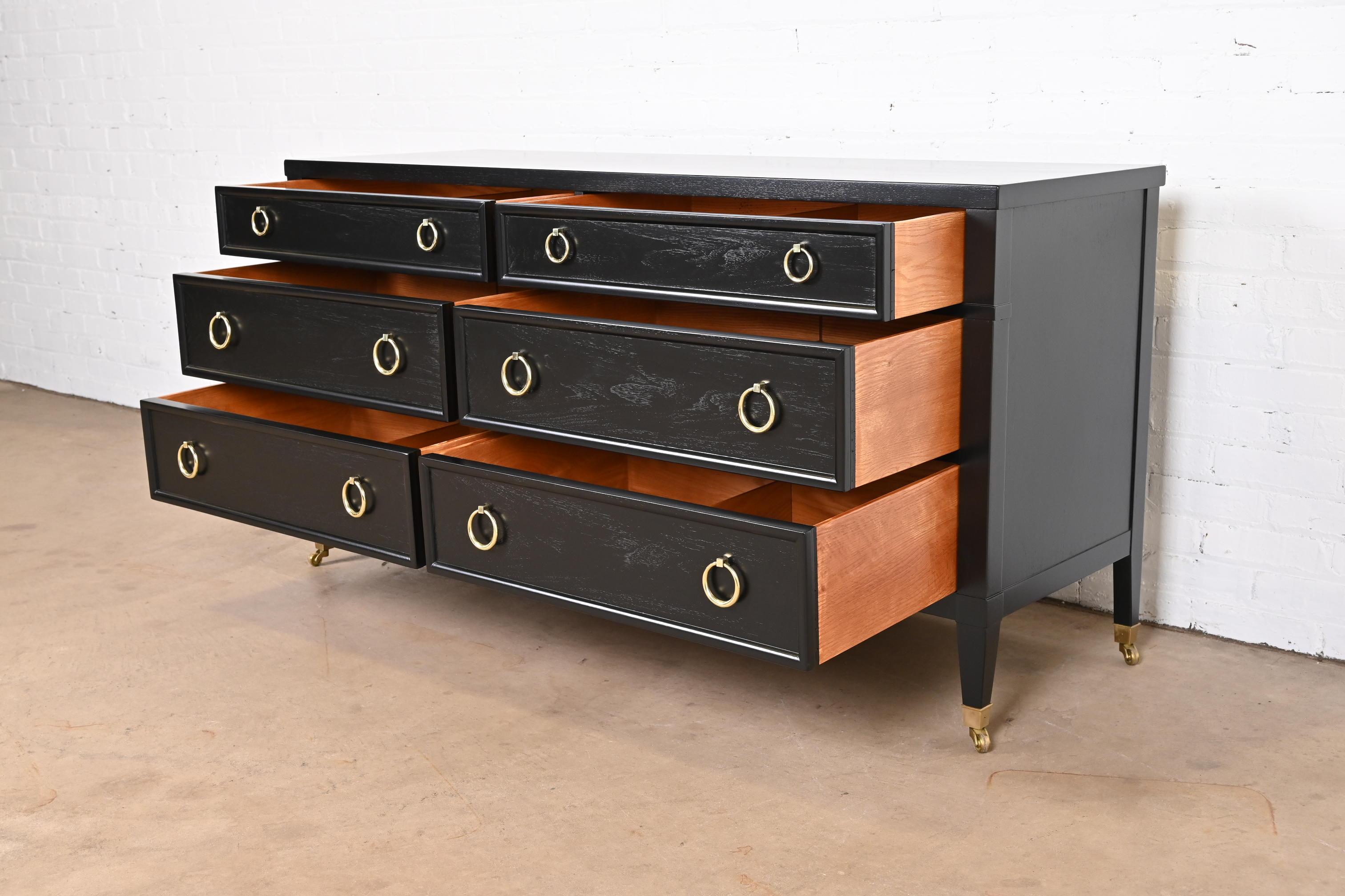 Baker Furniture French Regency Black Lacquered Dresser, Newly Refinished 3