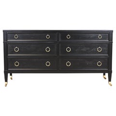 Baker Furniture French Regency Black Lacquered Dresser, Newly Refinished
