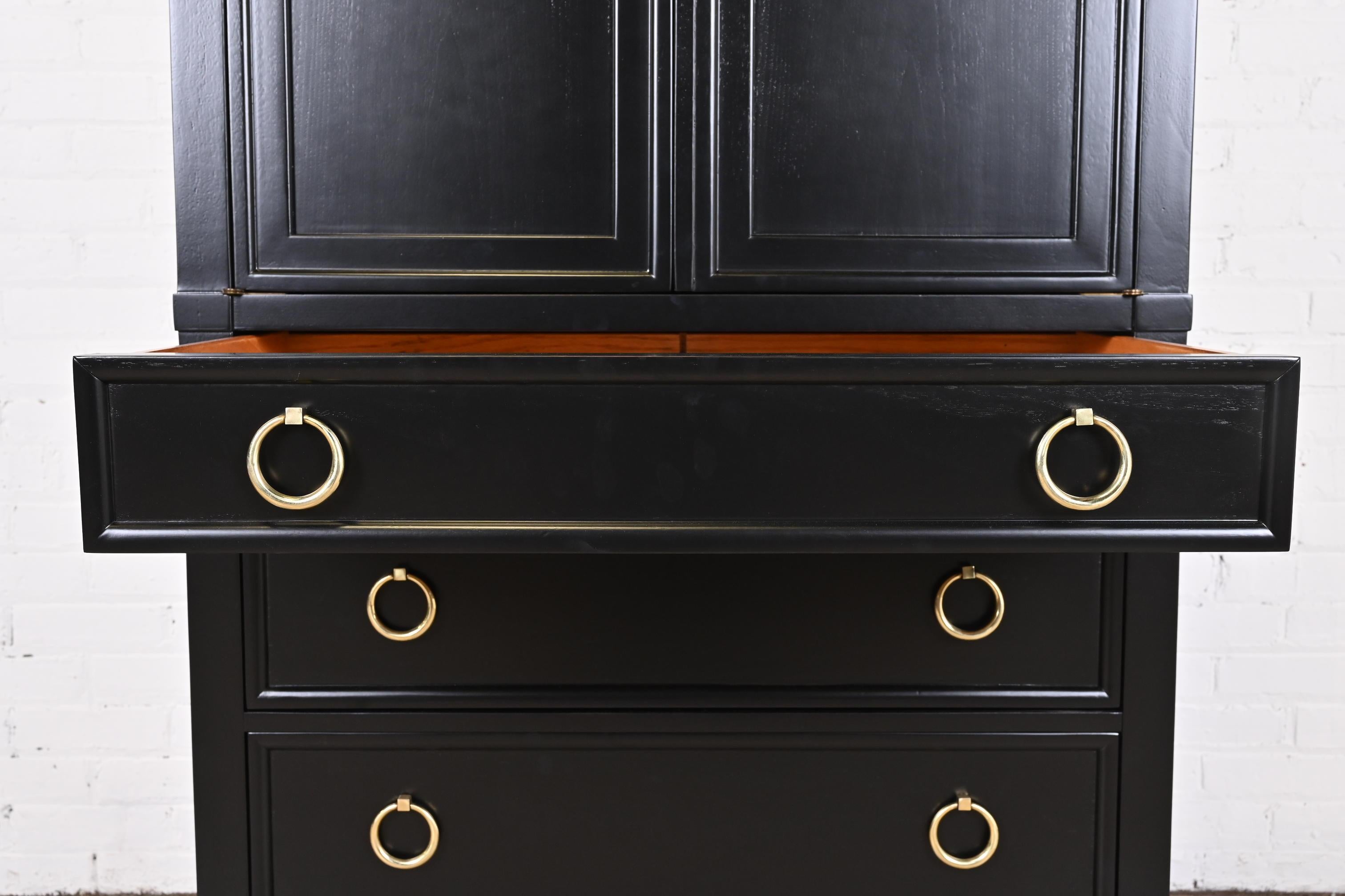 Baker Furniture French Regency Black Lacquered Gentleman's Chest, Refinished 6