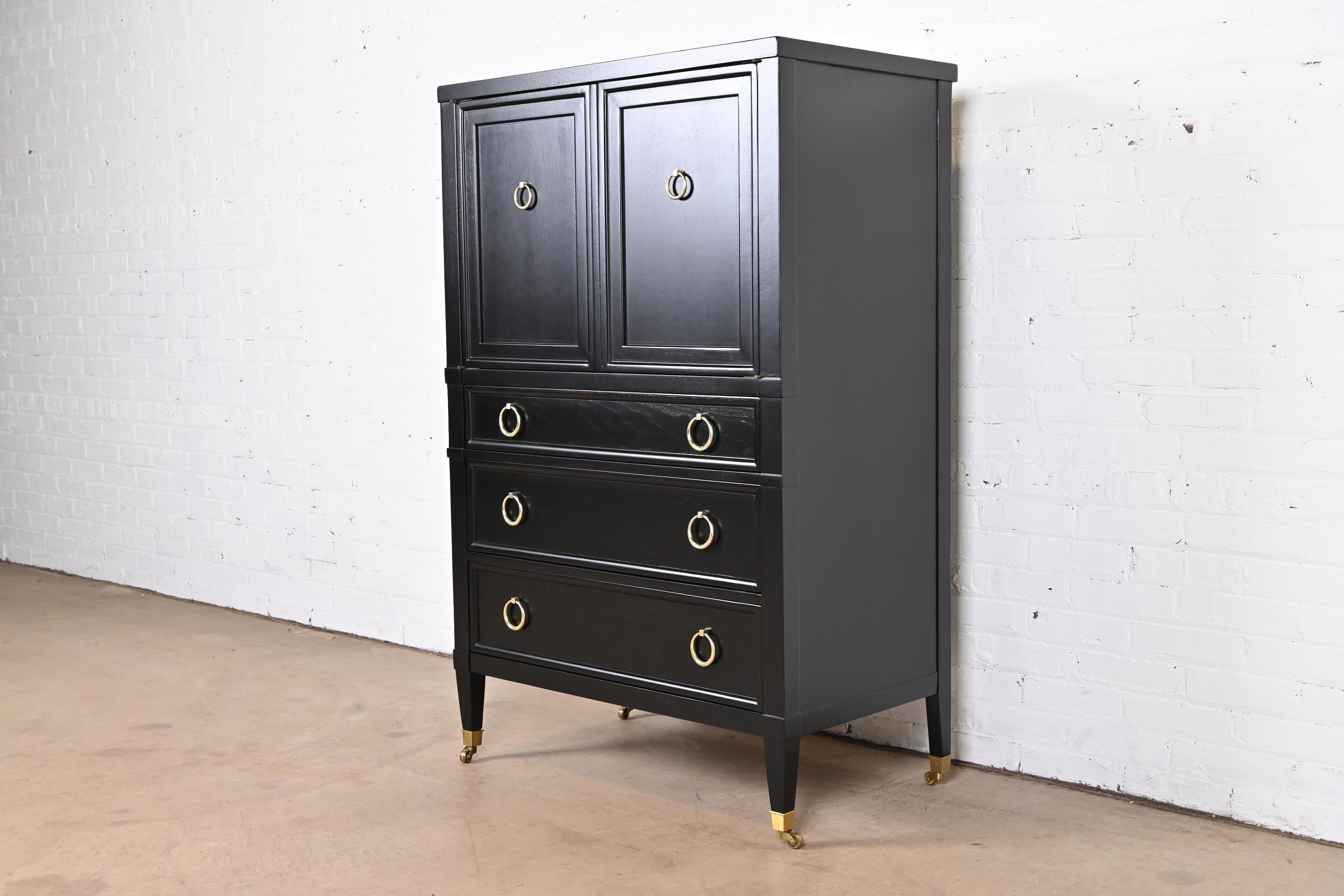An exceptional mid-century French Regency Louis XVI six-drawer highboy dresser or chest of drawers

By Baker Furniture, 