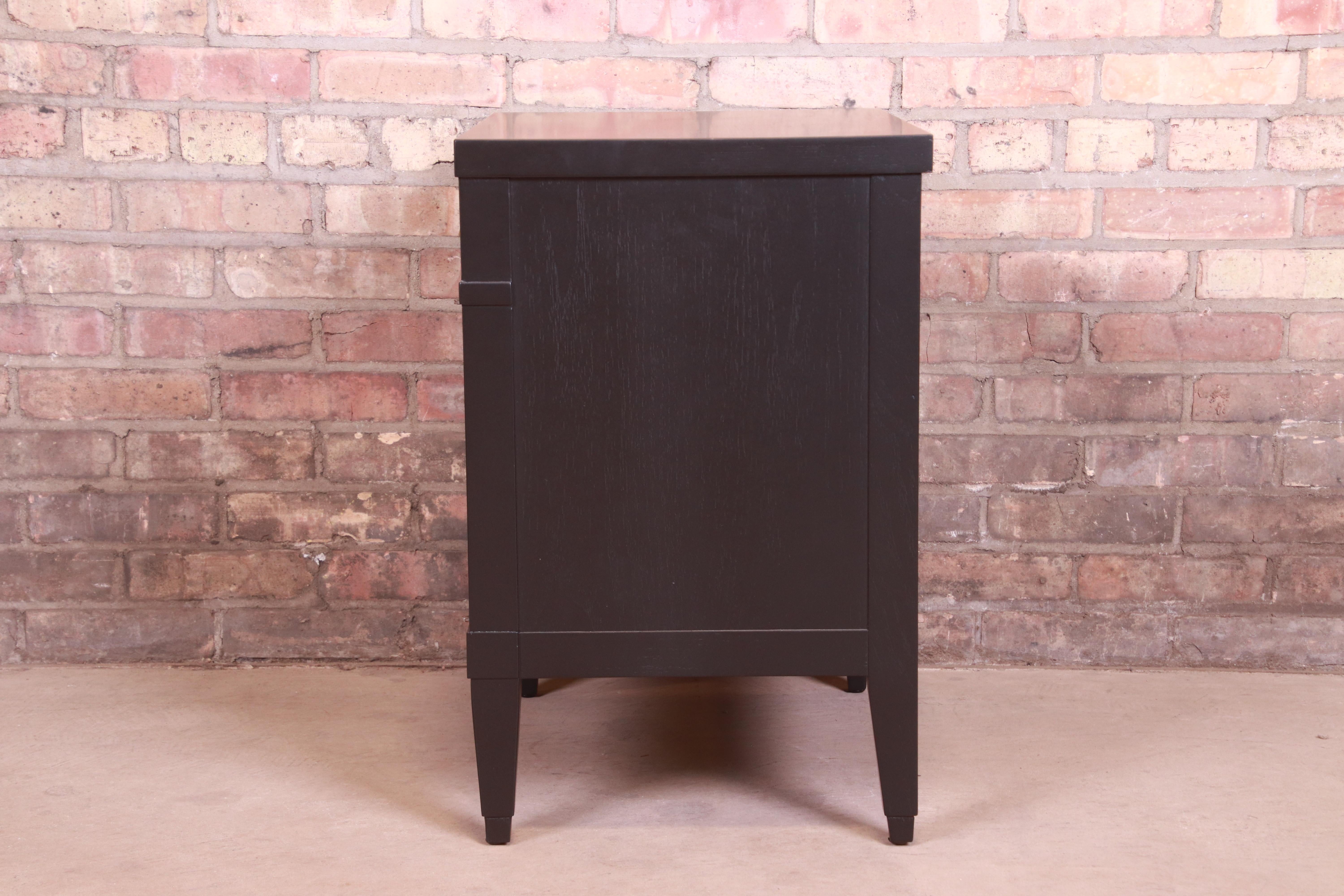 Baker Furniture French Regency Black Lacquered Nightstand, Newly Refinished 6