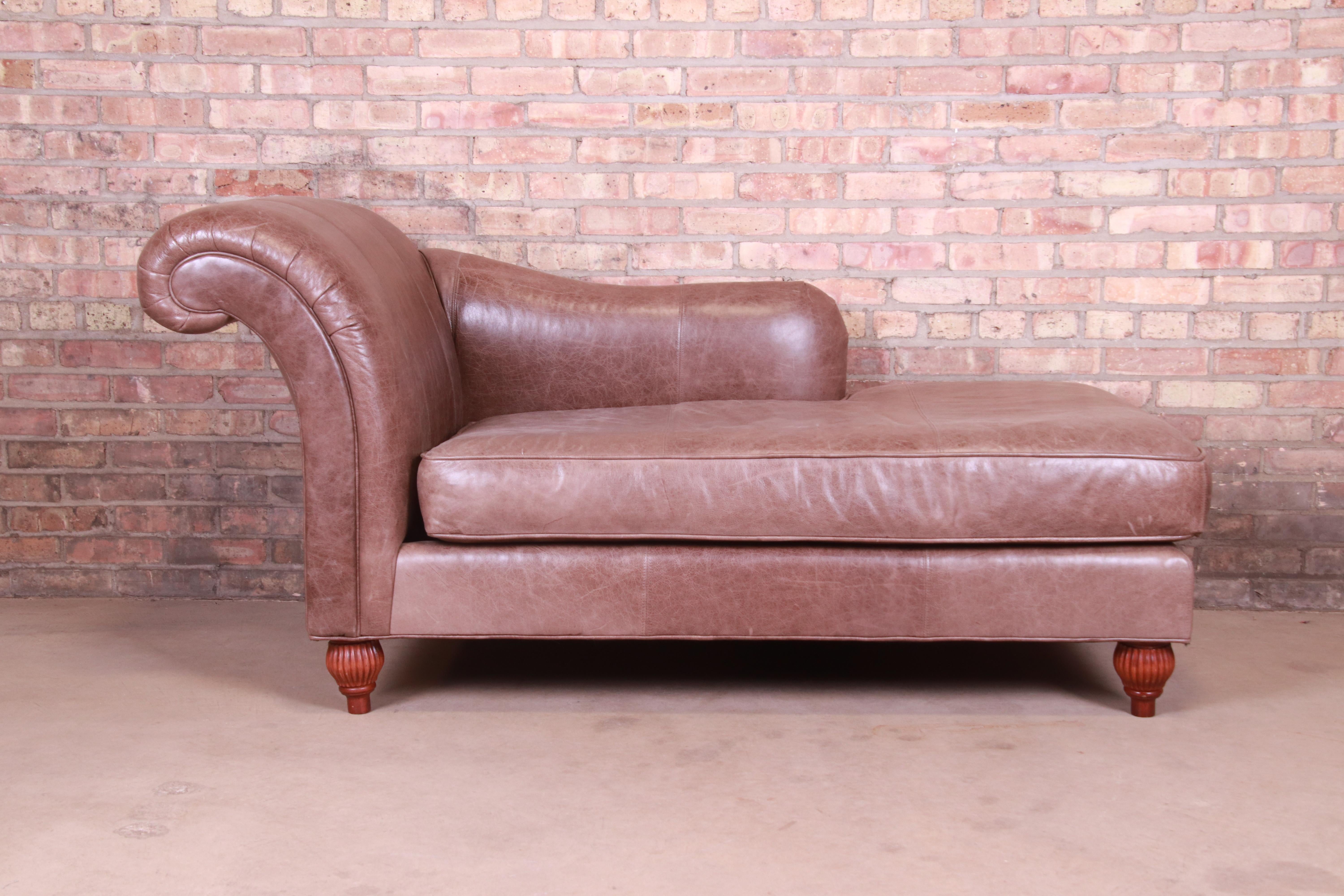A gorgeous French Regency style scrolled arm chaise lounge

By Baker Furniture 