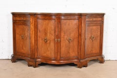 Baker Furniture French Regency Burled Walnut Sideboard Credenza or Bar Cabinet