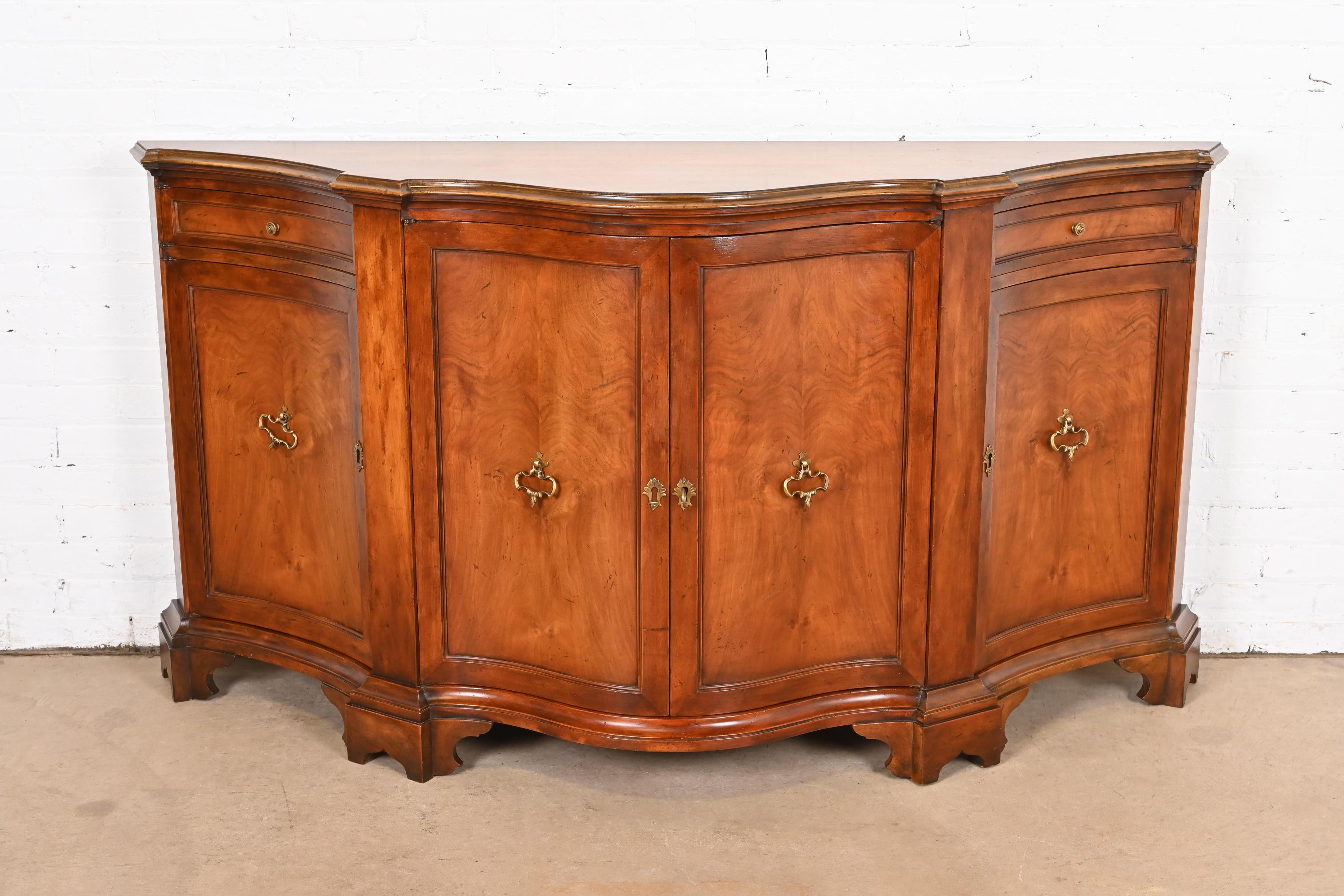 American Baker Furniture French Regency Burled Walnut Sideboard Credenza or Bar Cabinet