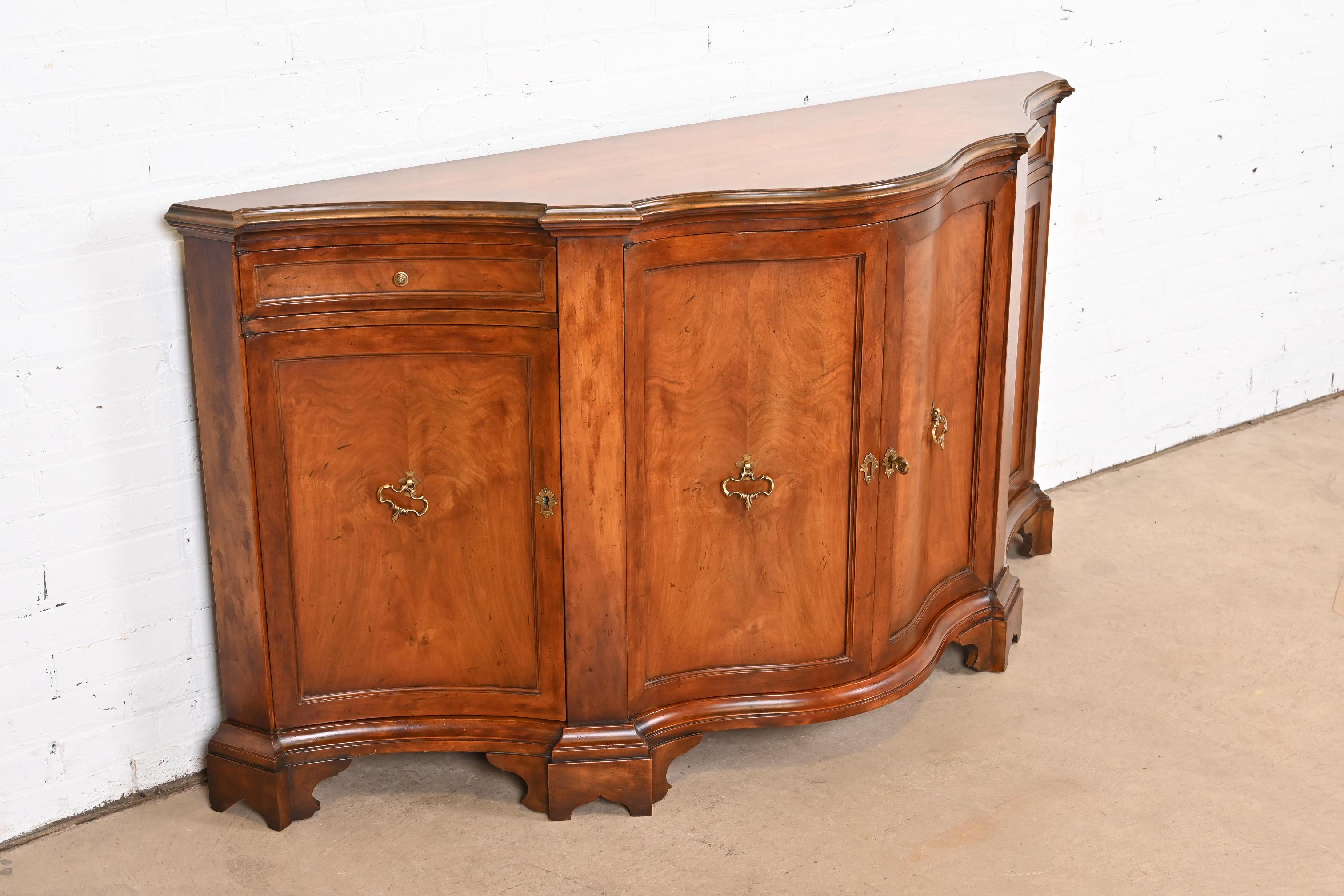 Mid-20th Century Baker Furniture French Regency Burled Walnut Sideboard Credenza or Bar Cabinet
