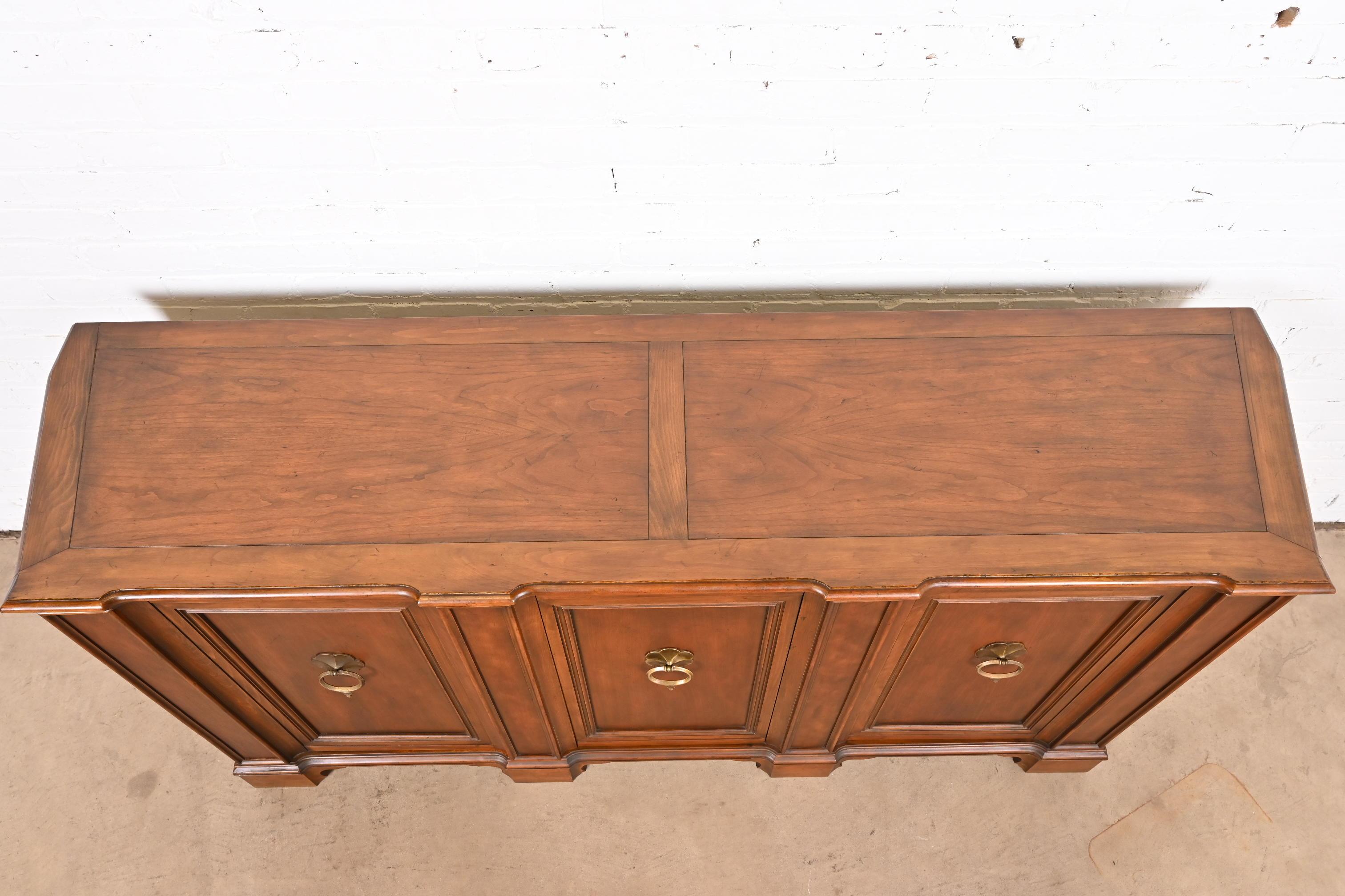 Baker Furniture French Regency Carved Cherry Wood Sideboard Credenza For Sale 3