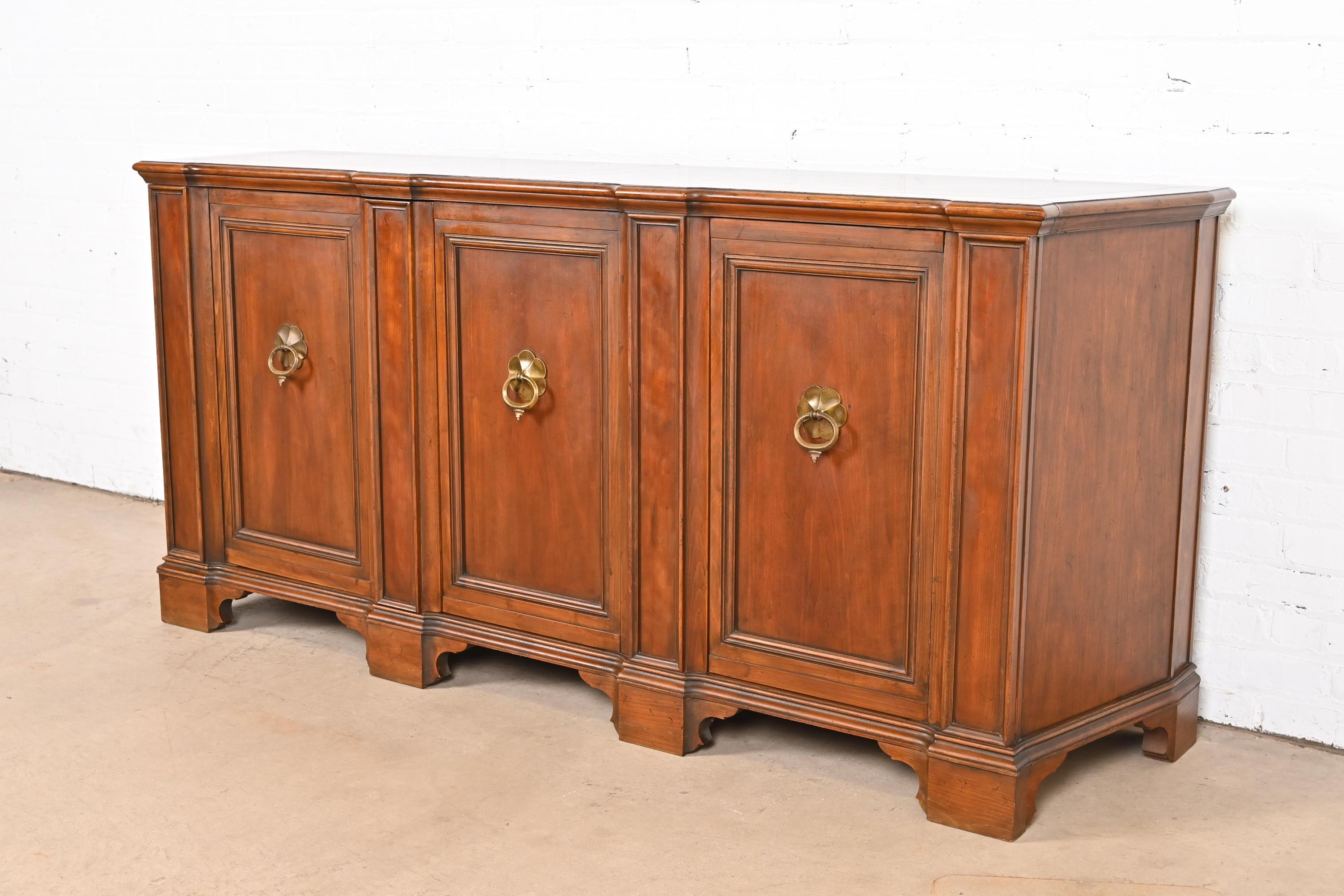 American Baker Furniture French Regency Carved Cherry Wood Sideboard Credenza For Sale
