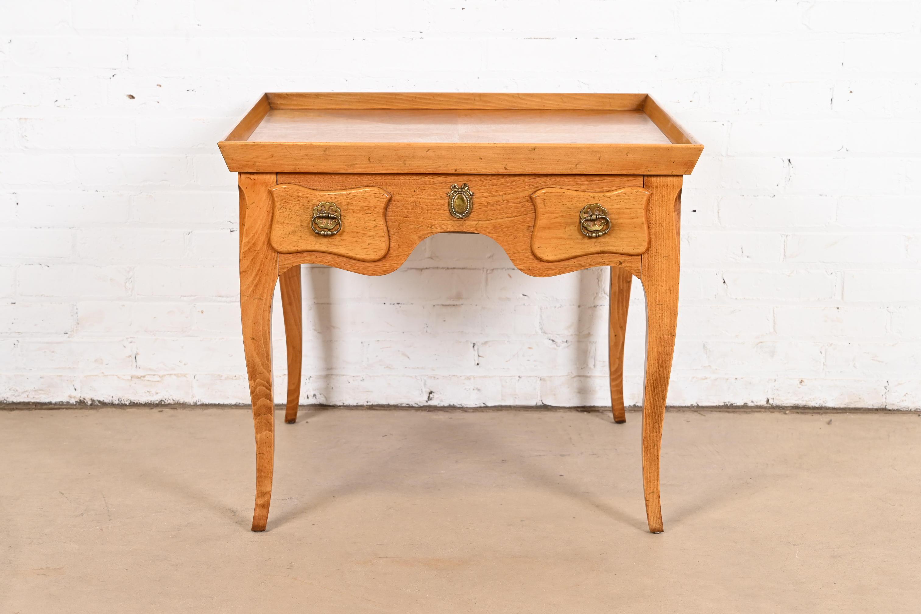 Louis XVI Baker Furniture French Regency Carved Walnut Tea Table, Circa 1960s For Sale