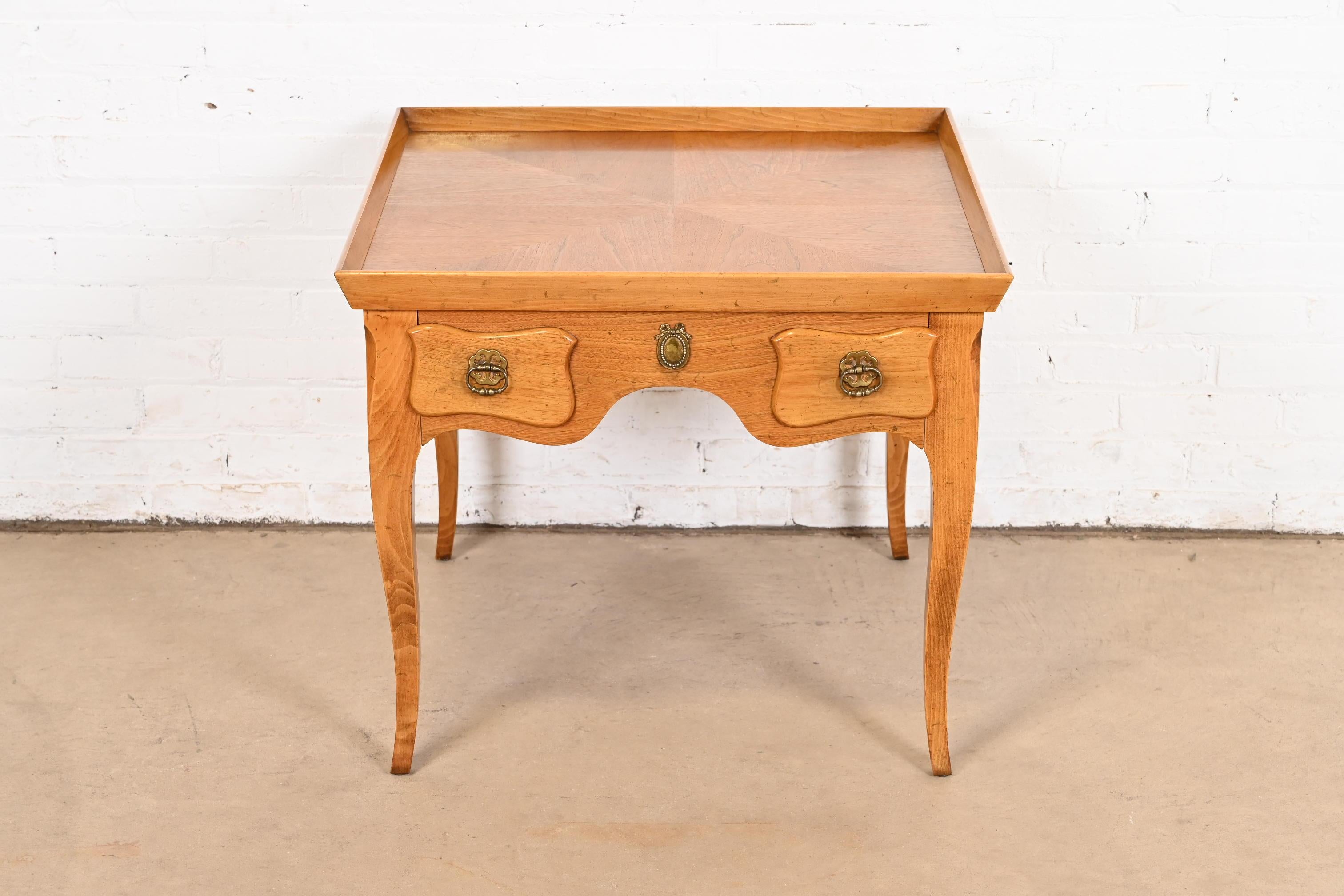 American Baker Furniture French Regency Carved Walnut Tea Table, Circa 1960s For Sale