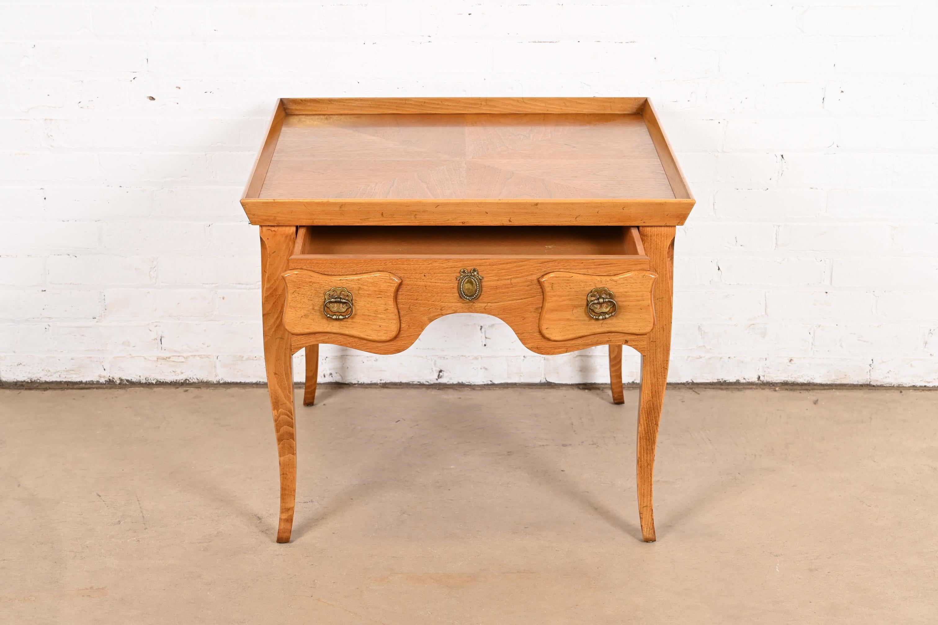 Mid-20th Century Baker Furniture French Regency Carved Walnut Tea Table, Circa 1960s For Sale