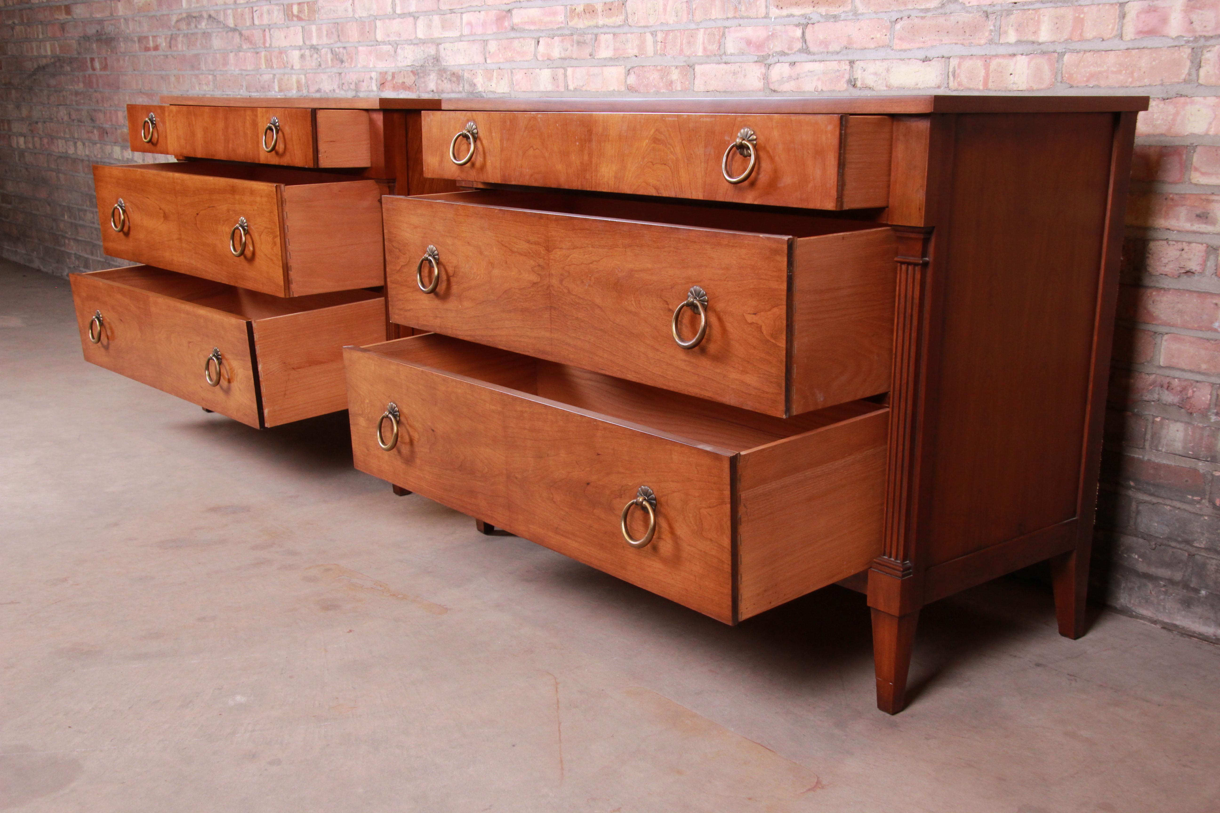 American Baker Furniture French Regency Cherrywood Bachelor Chests or Large Nightstands