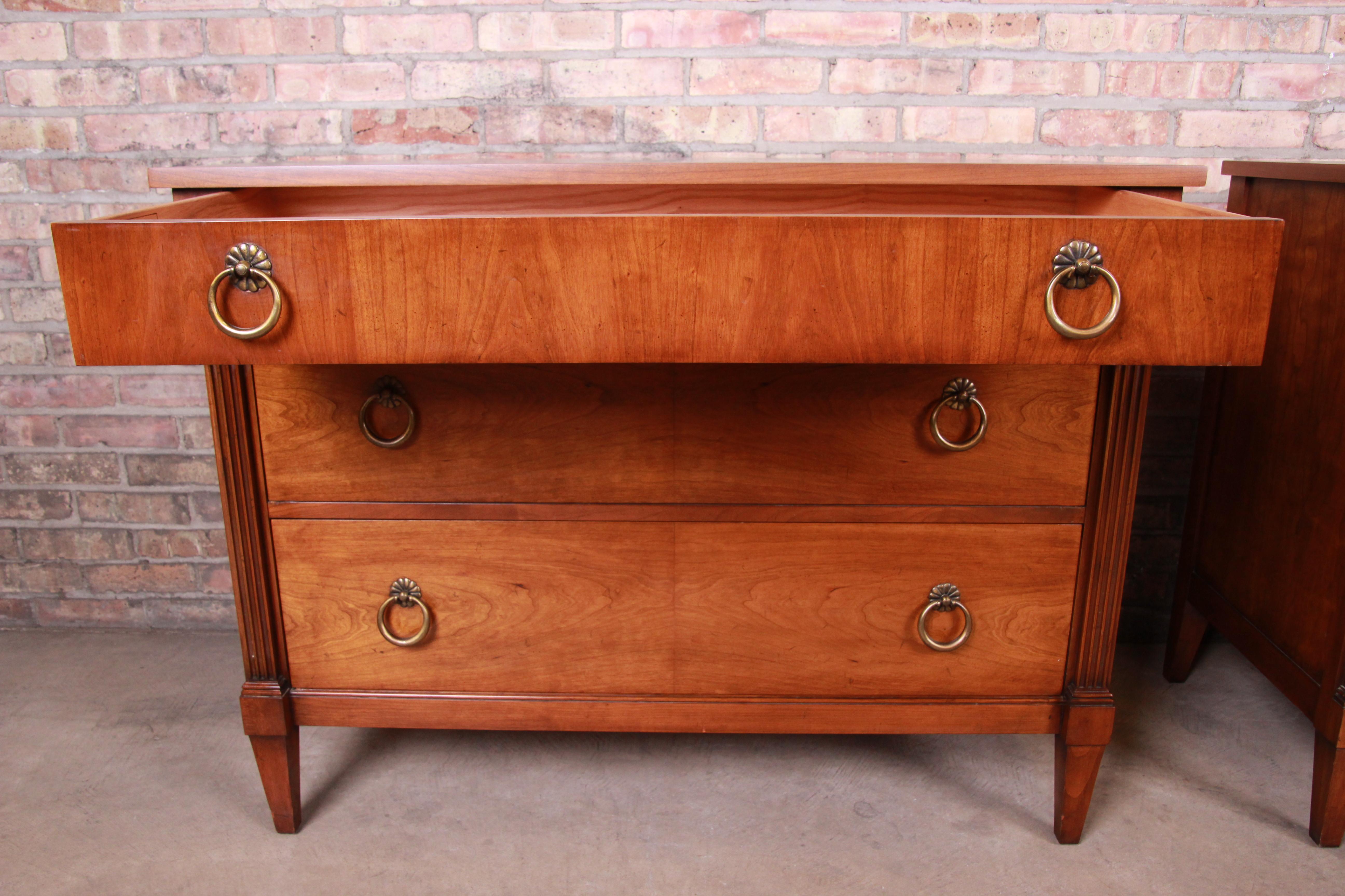 Baker Furniture French Regency Cherrywood Bachelor Chests or Large Nightstands In Good Condition In South Bend, IN