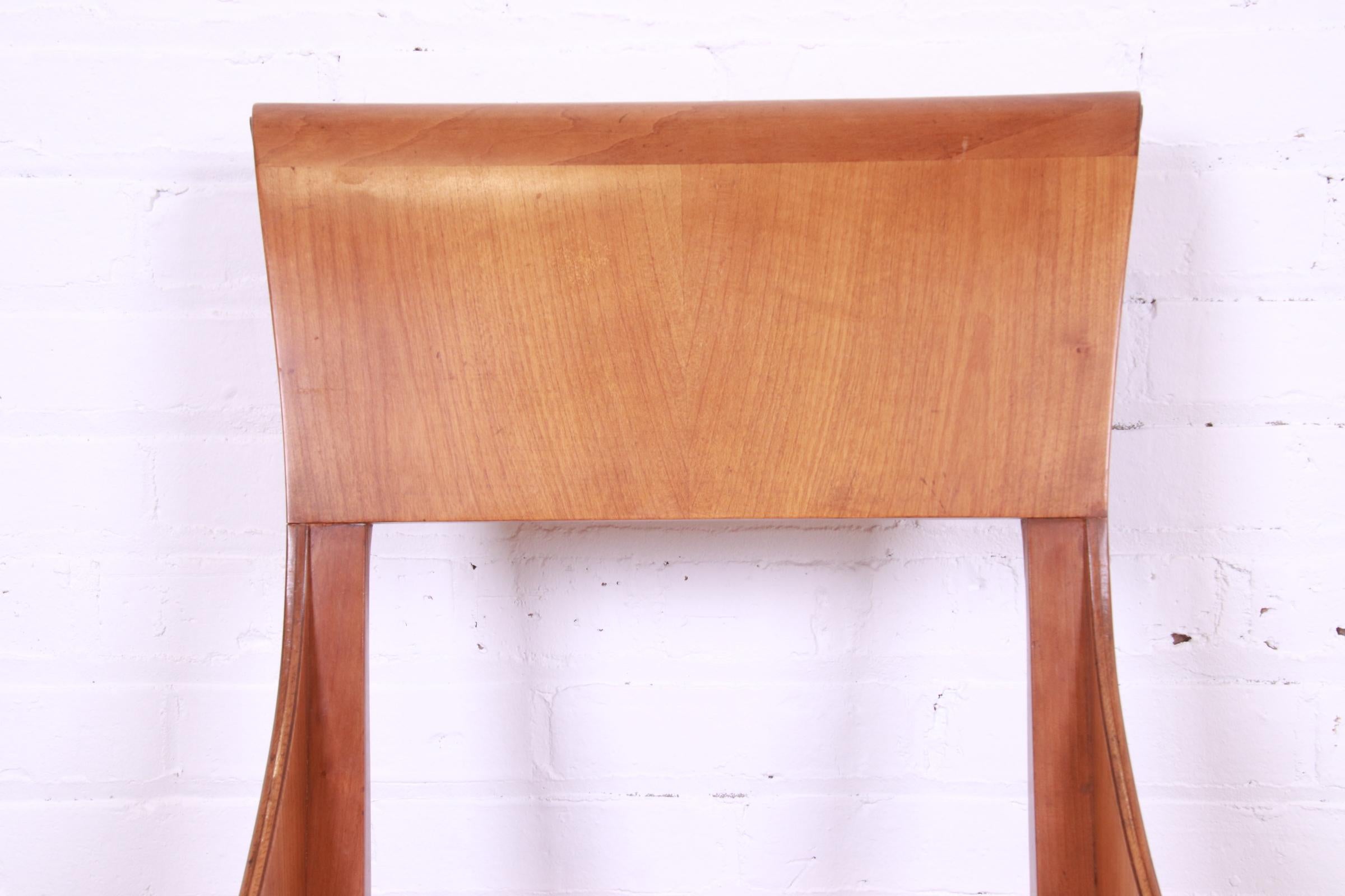 Baker Furniture French Regency Cherry Wood Dining Chairs, Newly Reupholstered 3