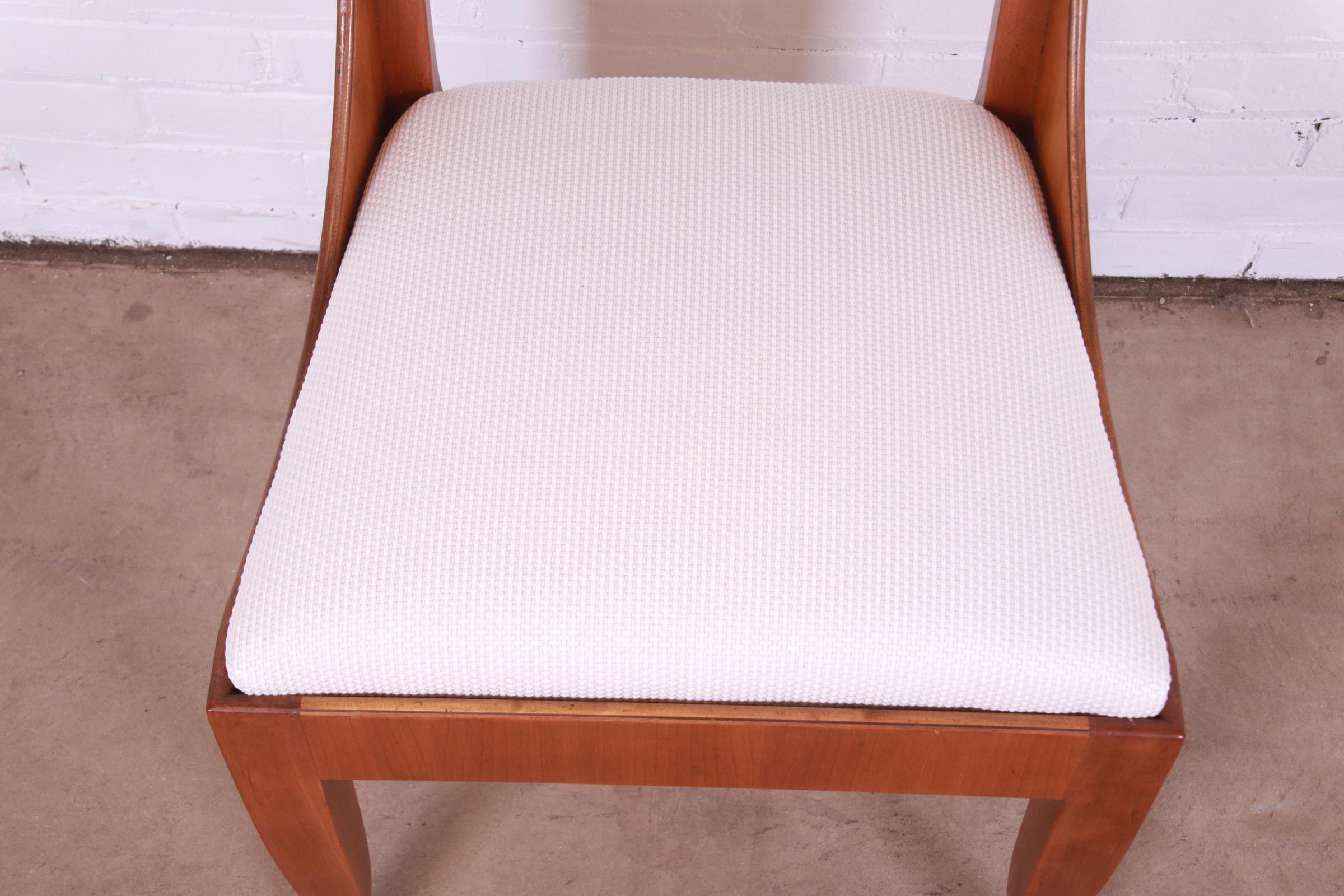 Baker Furniture French Regency Cherry Wood Dining Chairs, Newly Reupholstered 4