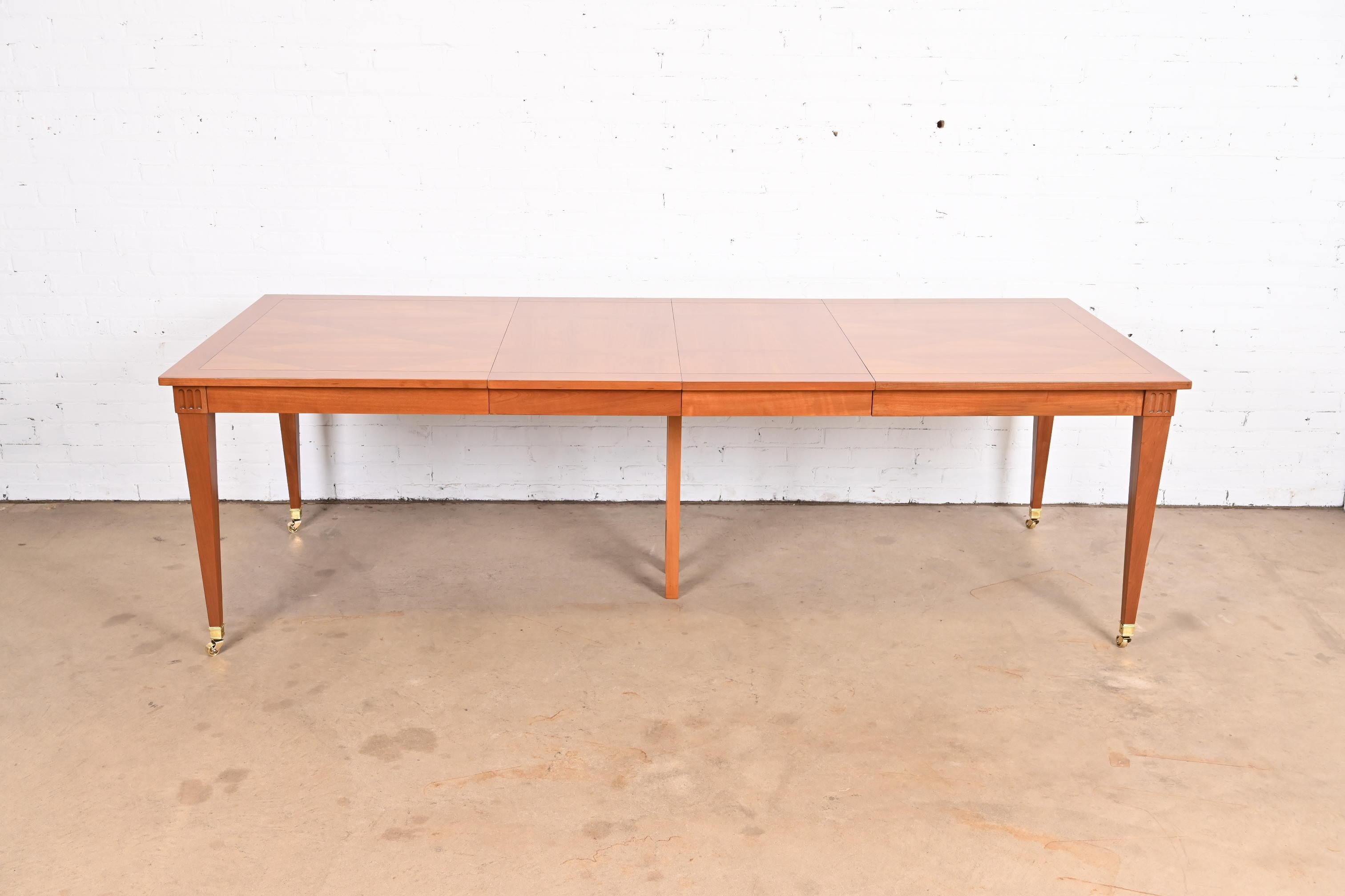 Mid-20th Century Baker Furniture French Regency Cherry Wood Dining Table, Newly Refinished For Sale