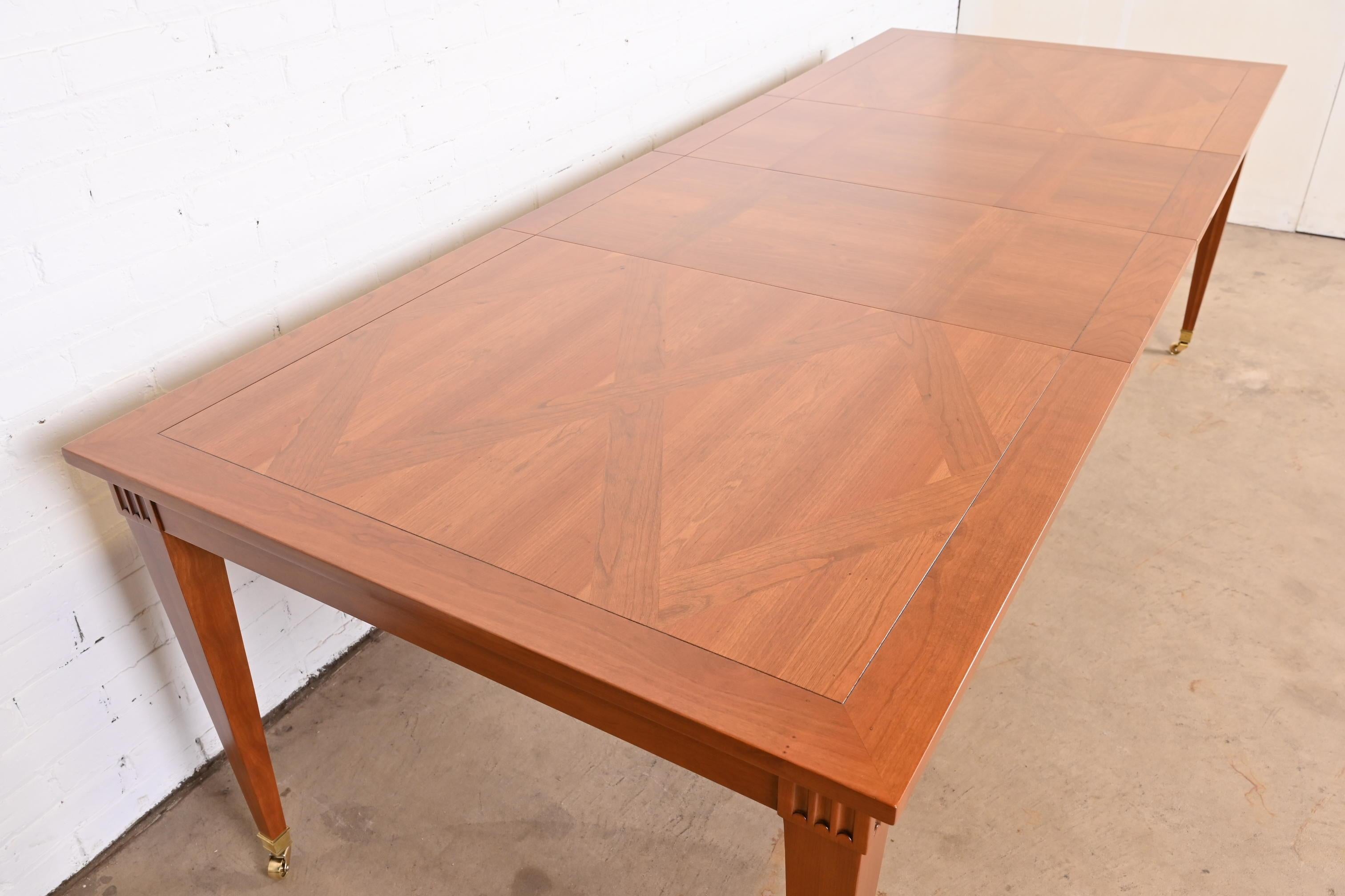 Brass Baker Furniture French Regency Cherry Wood Dining Table, Newly Refinished For Sale