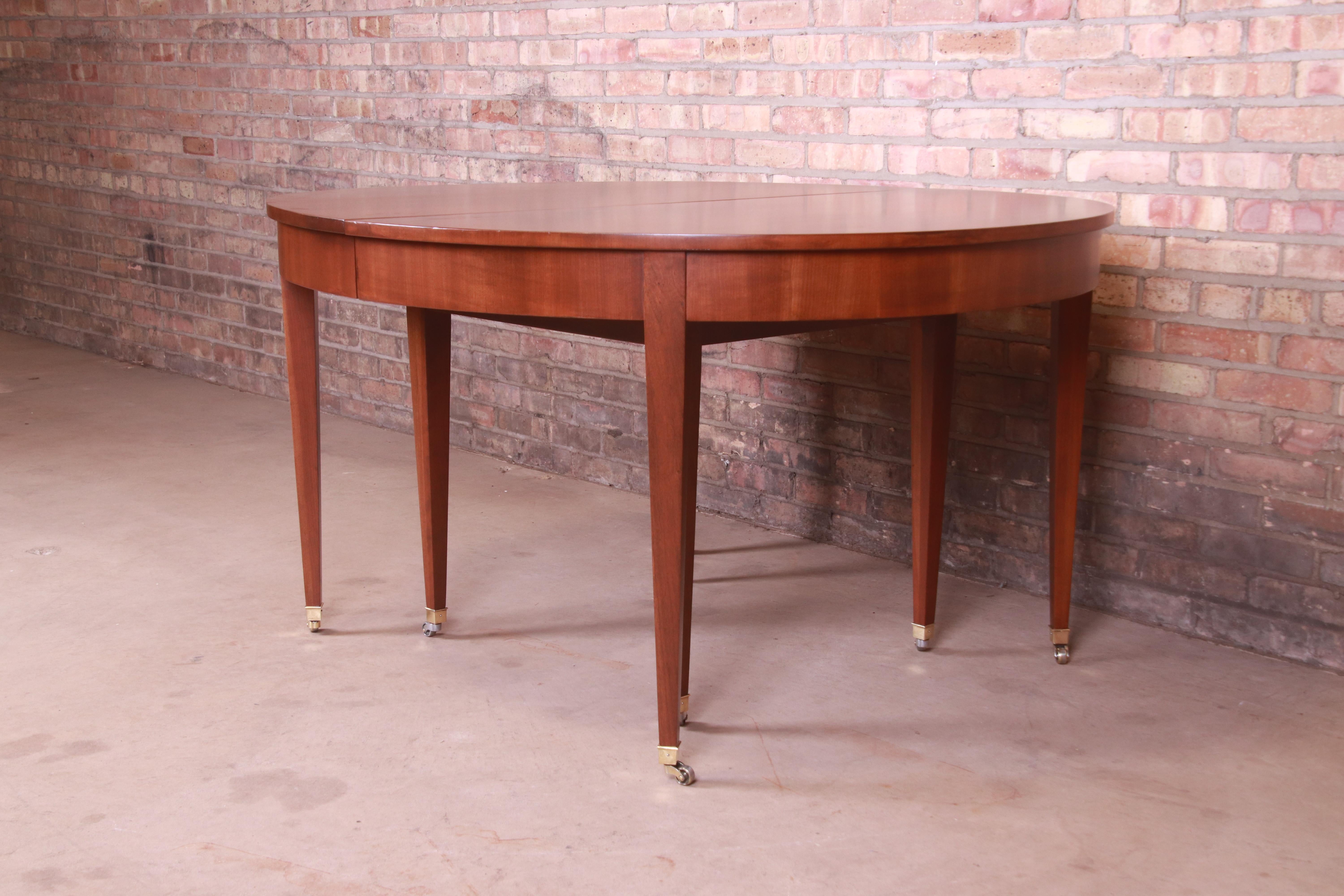 Brass Baker Furniture French Regency Cherry Wood Dining Table, Newly Refinished