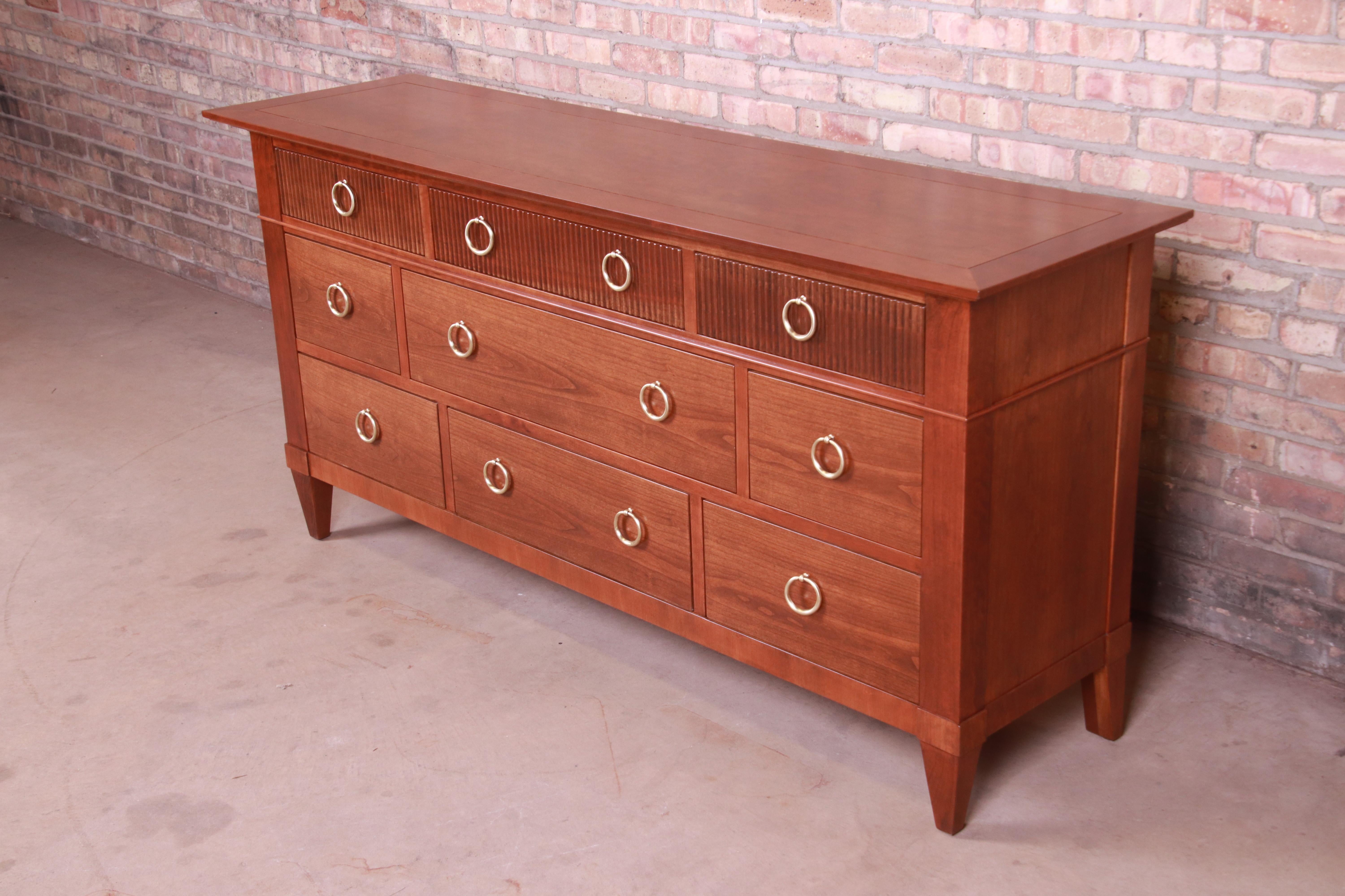 Baker Furniture French Regency Cherrywood Dresser or Credenza, Newly Refinished In Good Condition In South Bend, IN