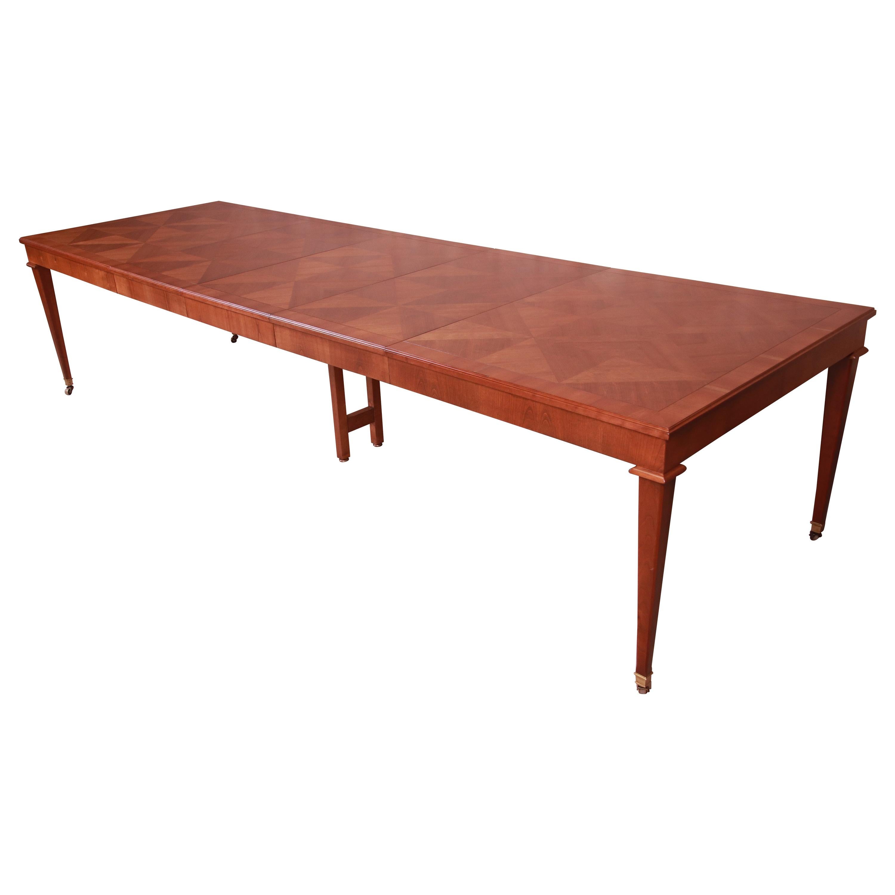 Baker Furniture French Regency Cherry Wood Extension Dining Table, Refinished