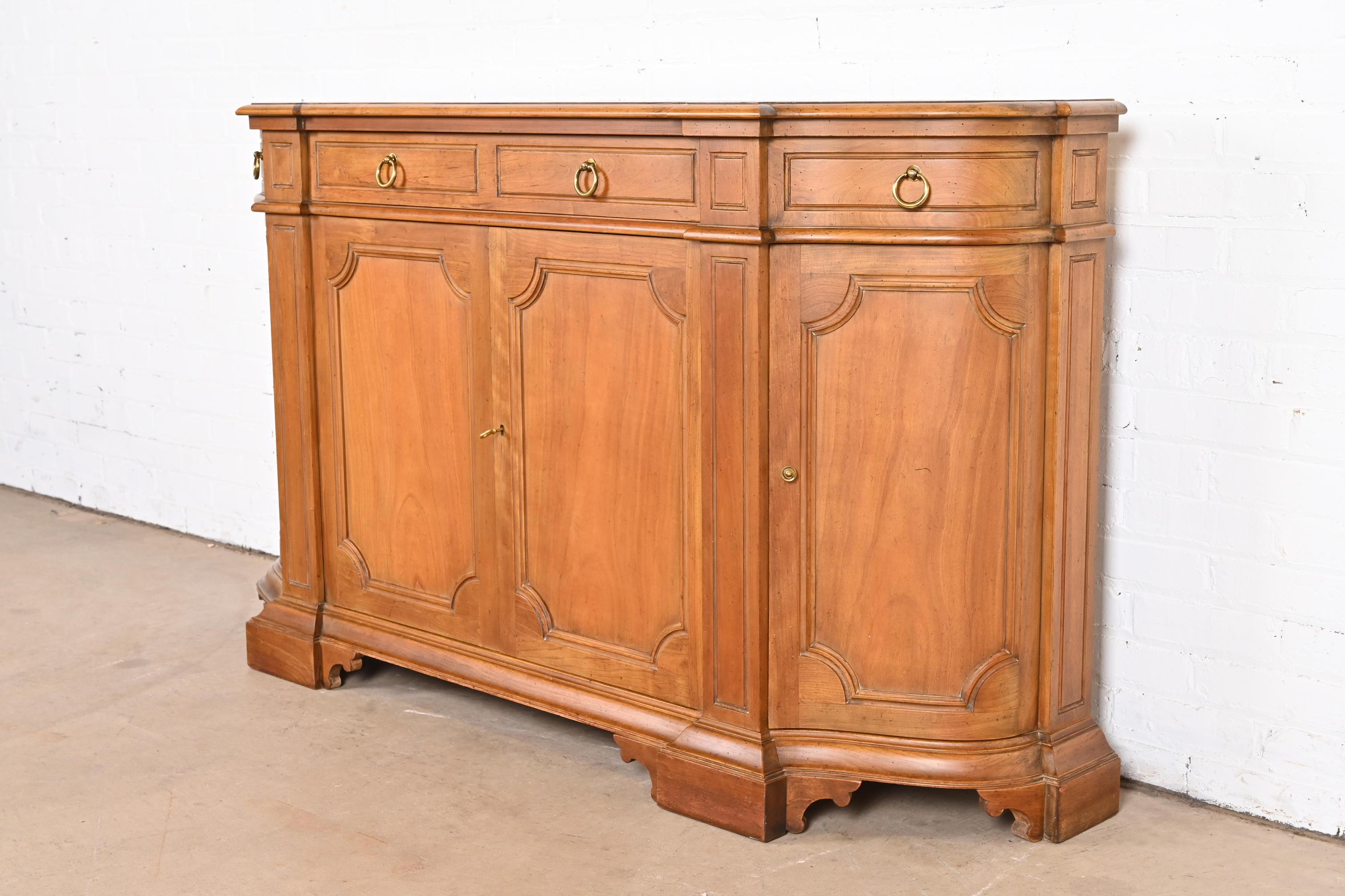 Baker Furniture French Regency Cherry Wood Sideboard or Bar Cabinet In Good Condition In South Bend, IN