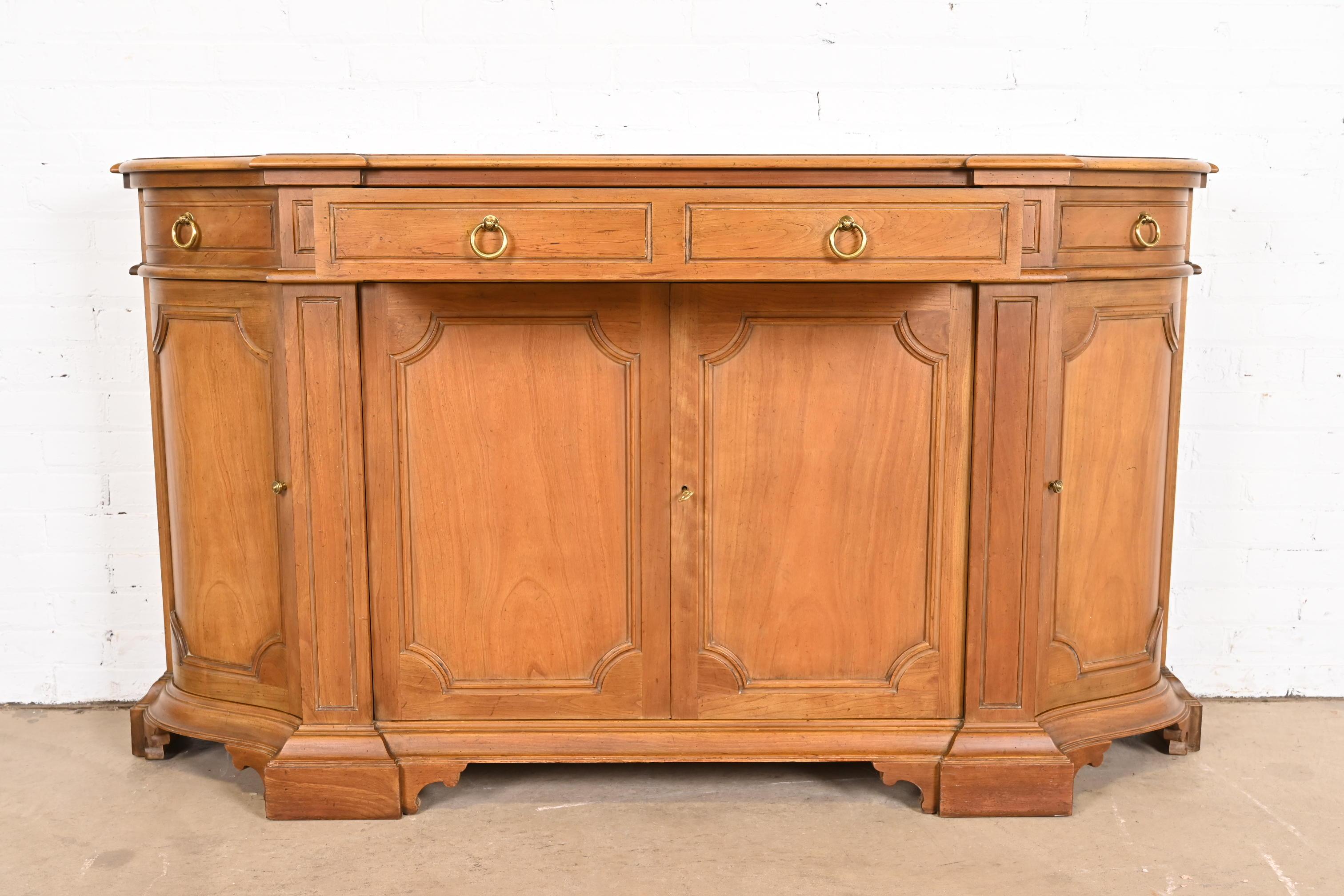 Baker Furniture French Regency Cherry Wood Sideboard or Bar Cabinet 1