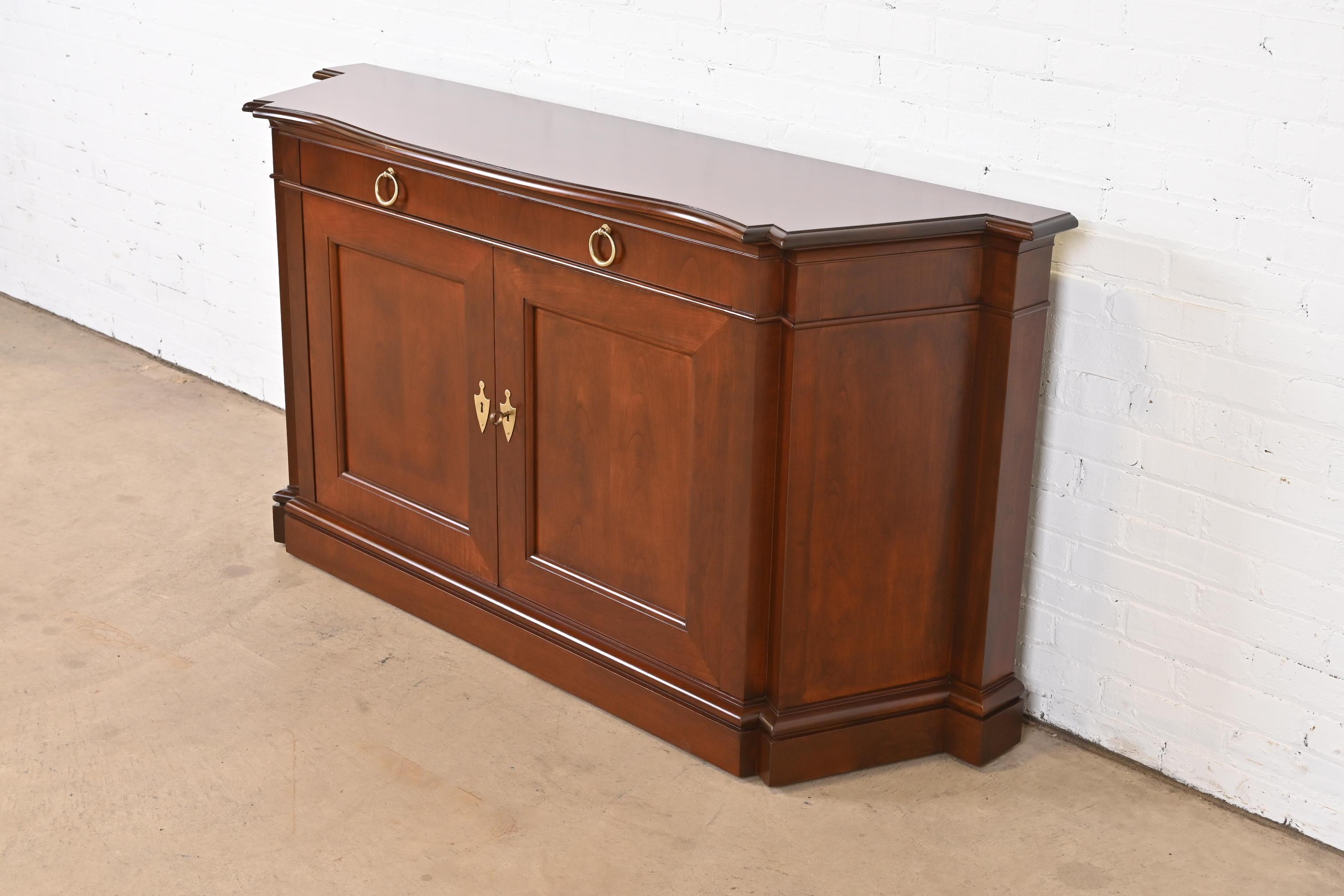 Baker Furniture French Regency Cherry Wood Sideboard or Bar Cabinet, Refinished In Good Condition In South Bend, IN