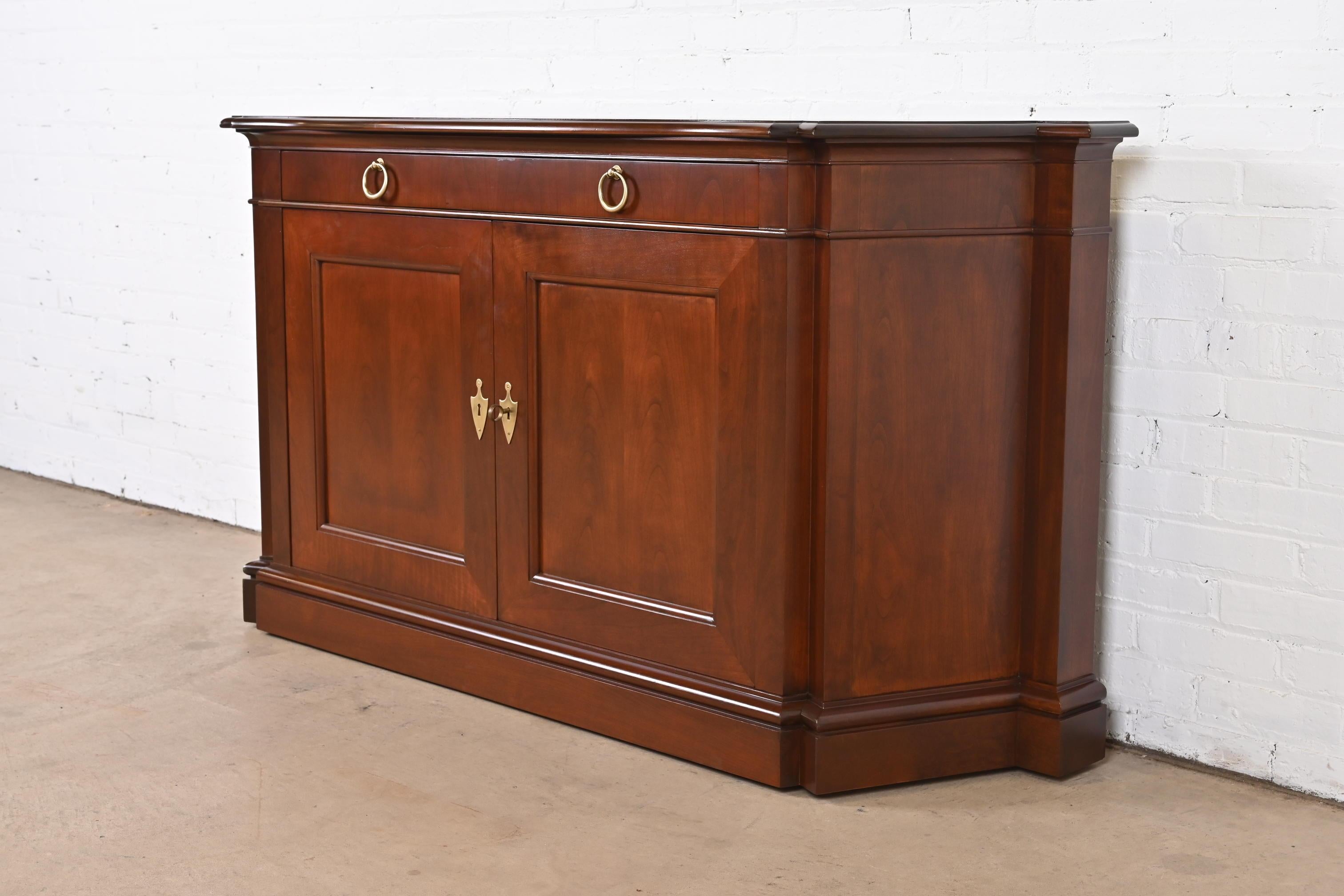 Mid-20th Century Baker Furniture French Regency Cherry Wood Sideboard or Bar Cabinet, Refinished