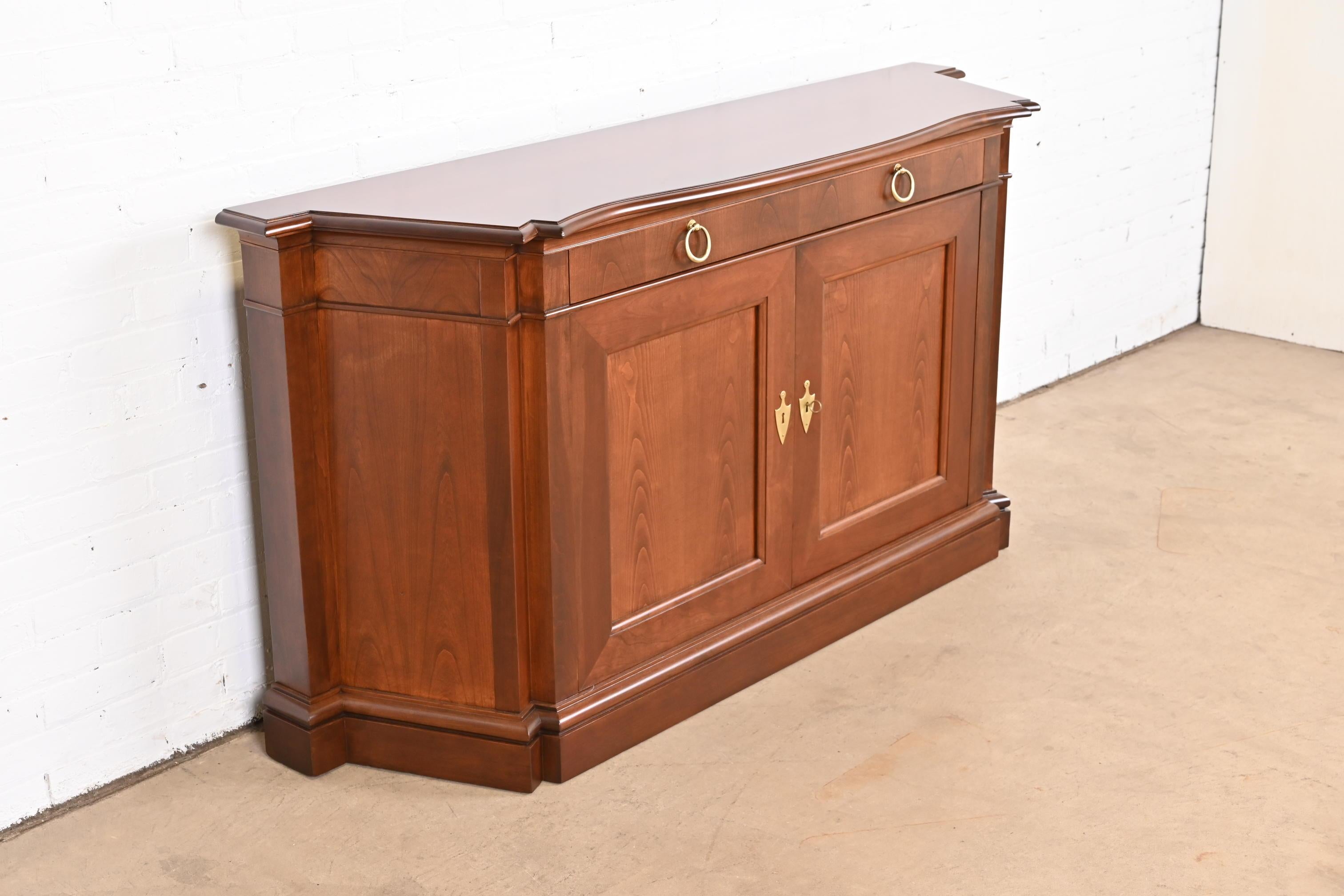 Mid-20th Century Baker Furniture French Regency Cherry Wood Sideboard or Bar Cabinet, Refinished