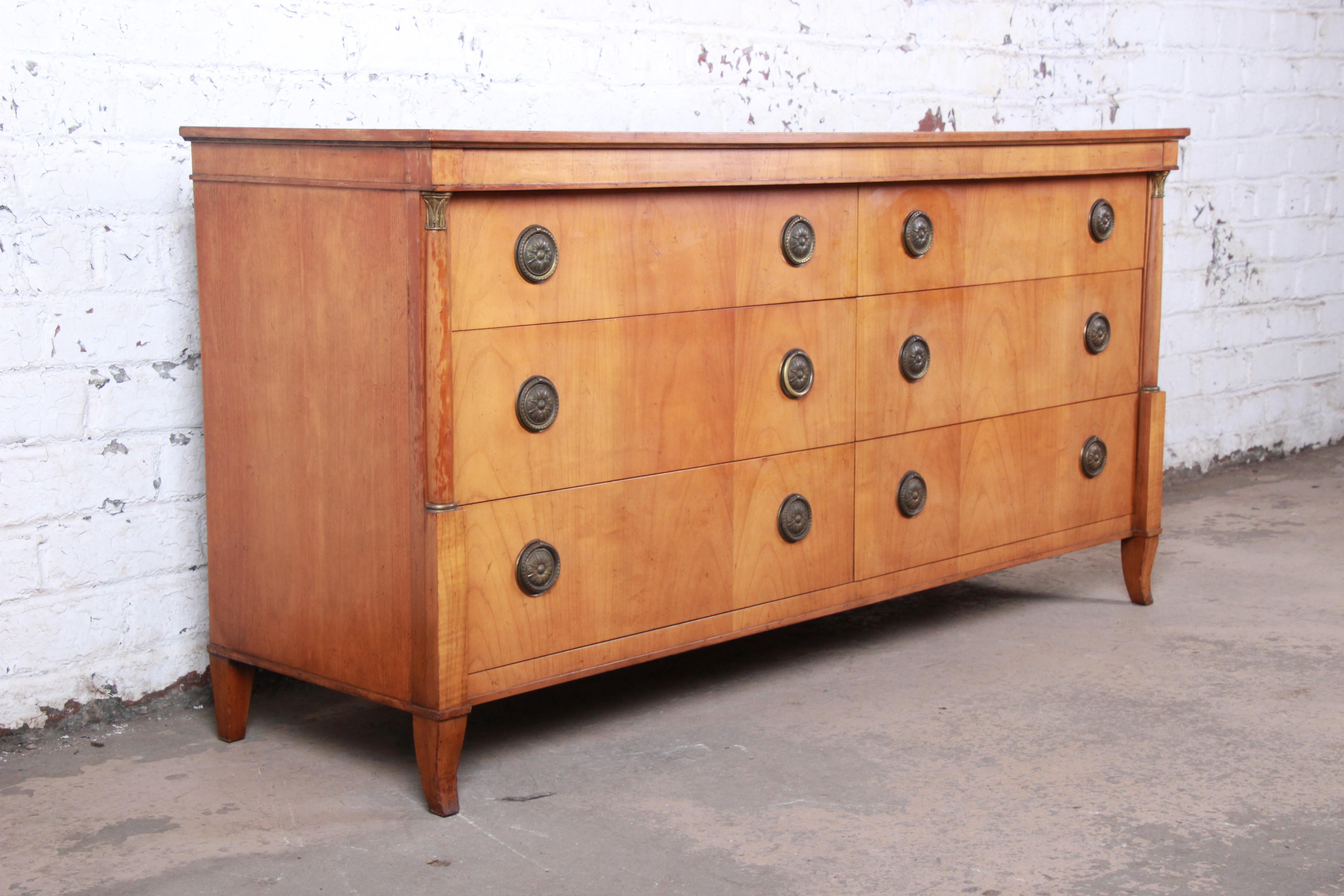 Baker Furniture French Regency Cherrywood Six-Drawer Dresser or Credenza In Good Condition In South Bend, IN