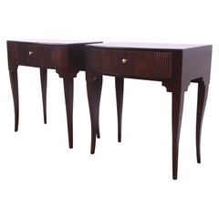 Baker Furniture French Regency Dark Mahogany Nightstands, Newly Refinished
