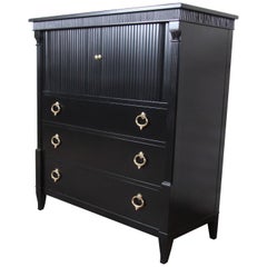 Baker Furniture French Regency Ebonized Tambour Door Gentleman's Chest