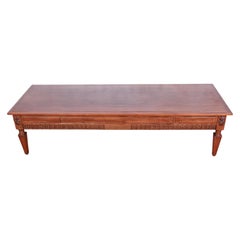 Baker Furniture French Regency Large Burled Walnut Coffee Table, Newly Restored