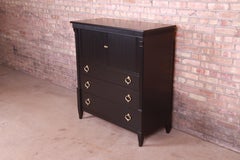 Baker Furniture French Regency Louis XVI Black Lacquered Gentleman's Chest