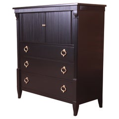 Baker Furniture French Regency Louis XVI Black Lacquered Gentleman's Chest