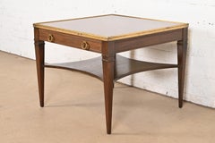 Baker Furniture French Regency Louis XVI Burled Walnut and Brass Tea Table