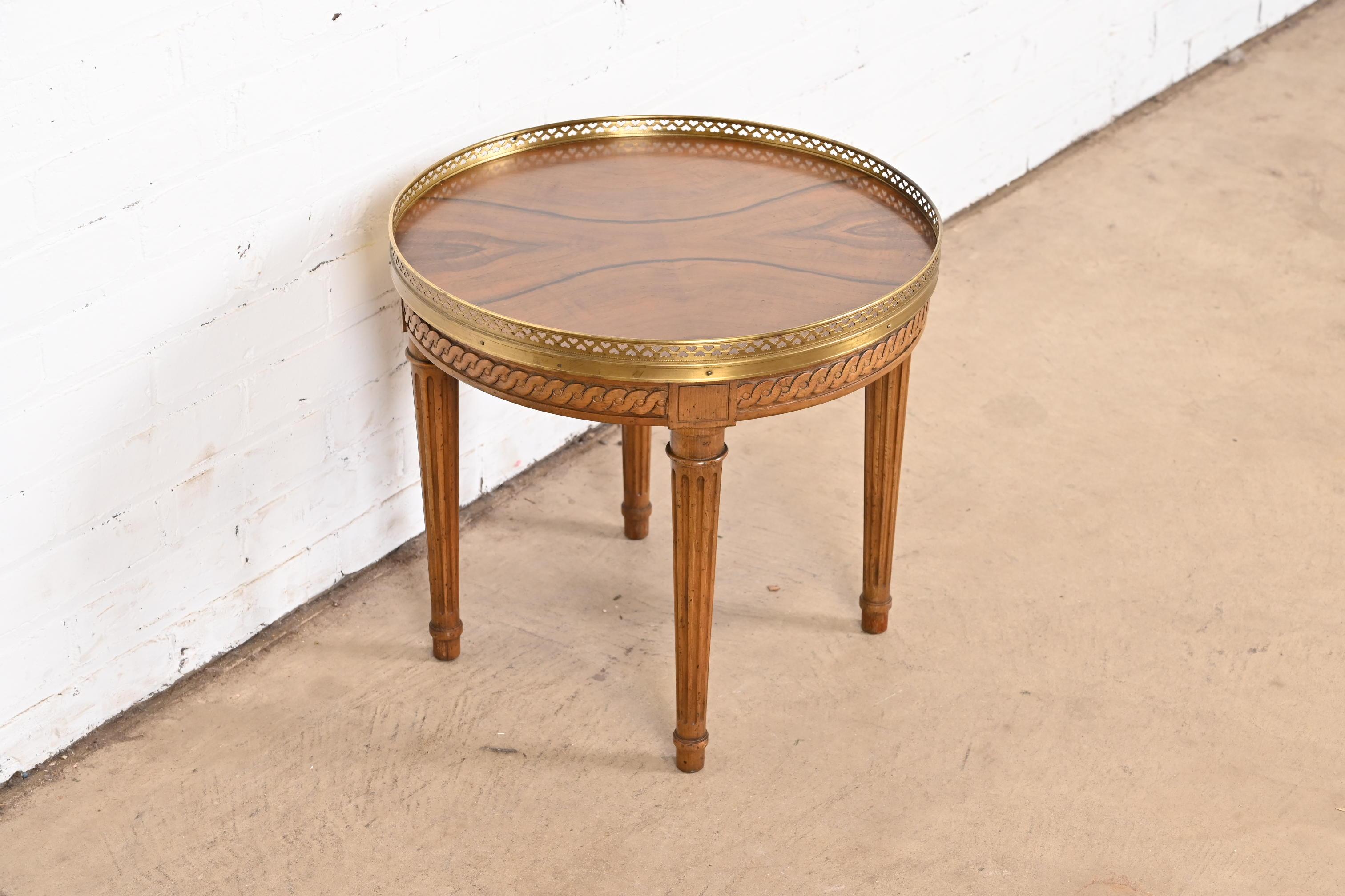 American Baker Furniture French Regency Louis XVI Burled Walnut Tea Table For Sale