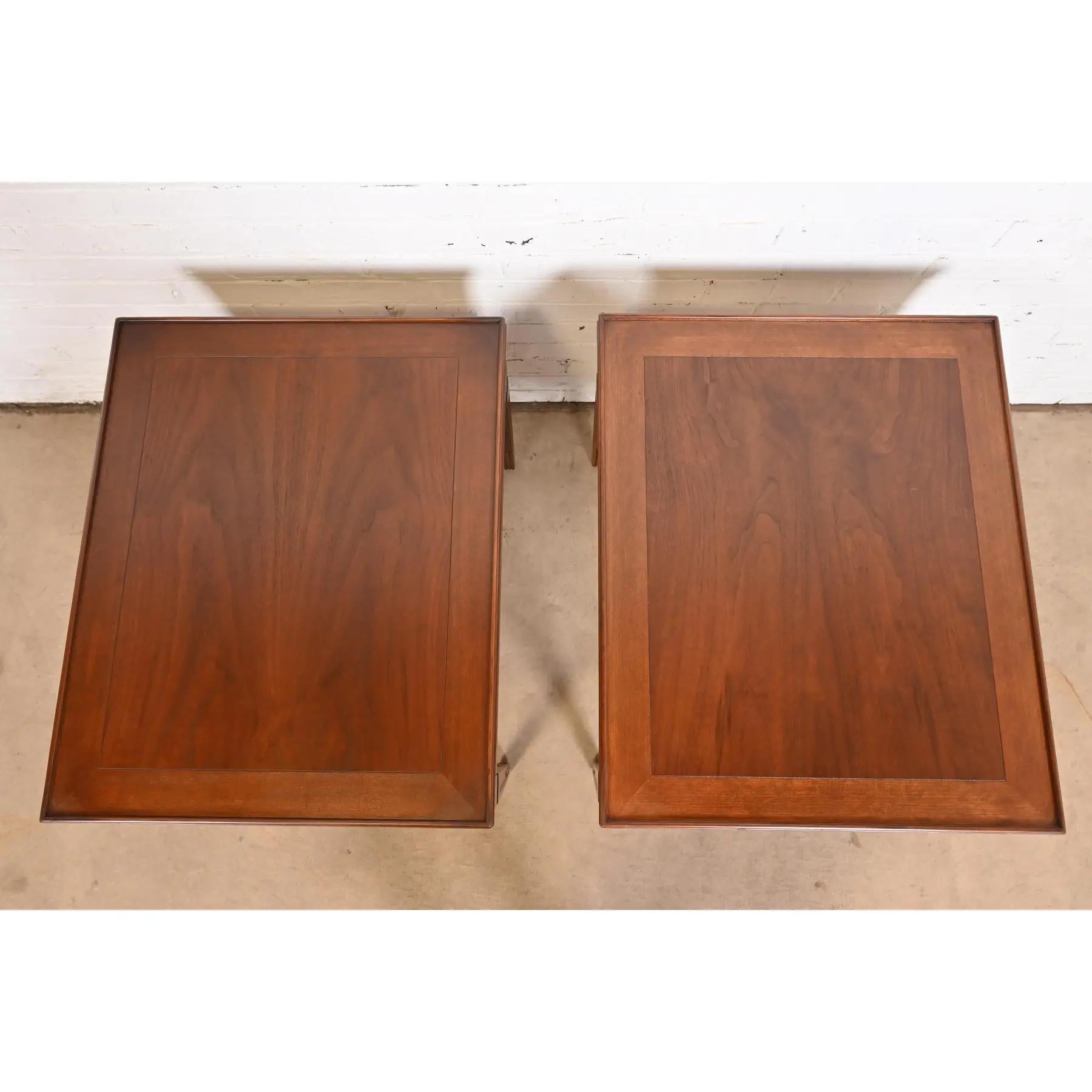 Baker Furniture French Regency Louis XVI Carved Cherry Tea Tables, Refinished For Sale 4