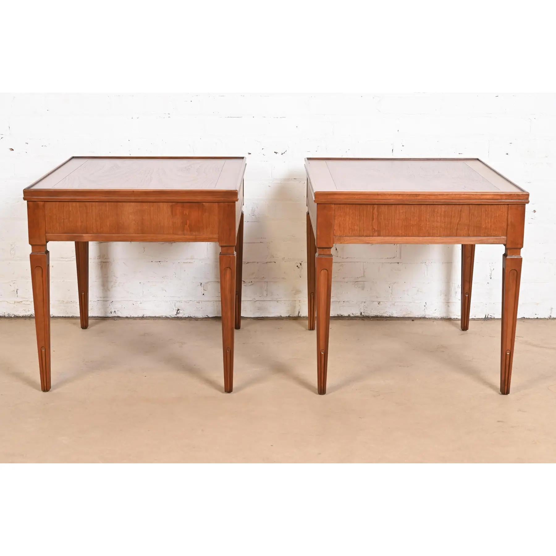Baker Furniture French Regency Louis XVI Carved Cherry Tea Tables, Refinished For Sale 5