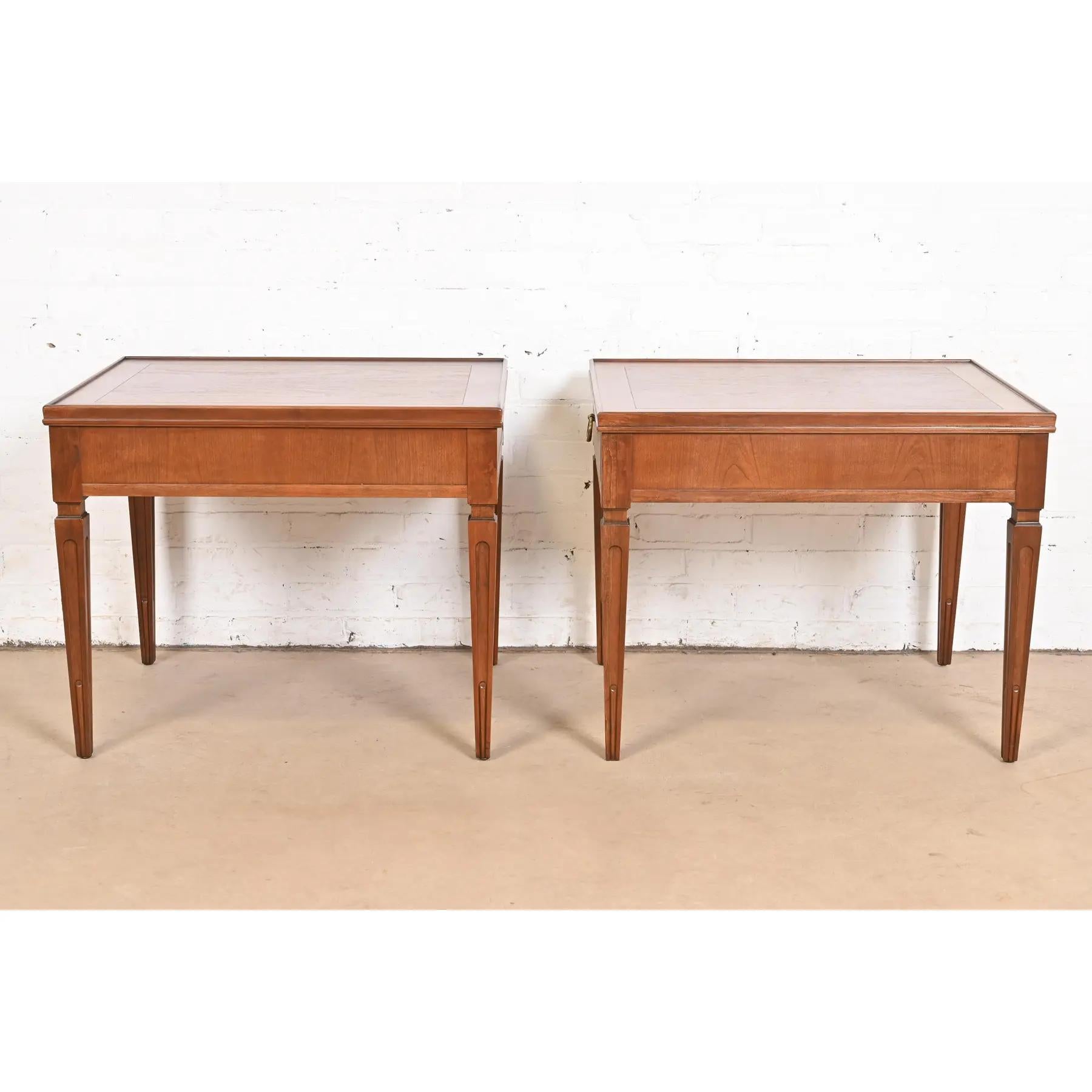 Baker Furniture French Regency Louis XVI Carved Cherry Tea Tables, Refinished For Sale 6