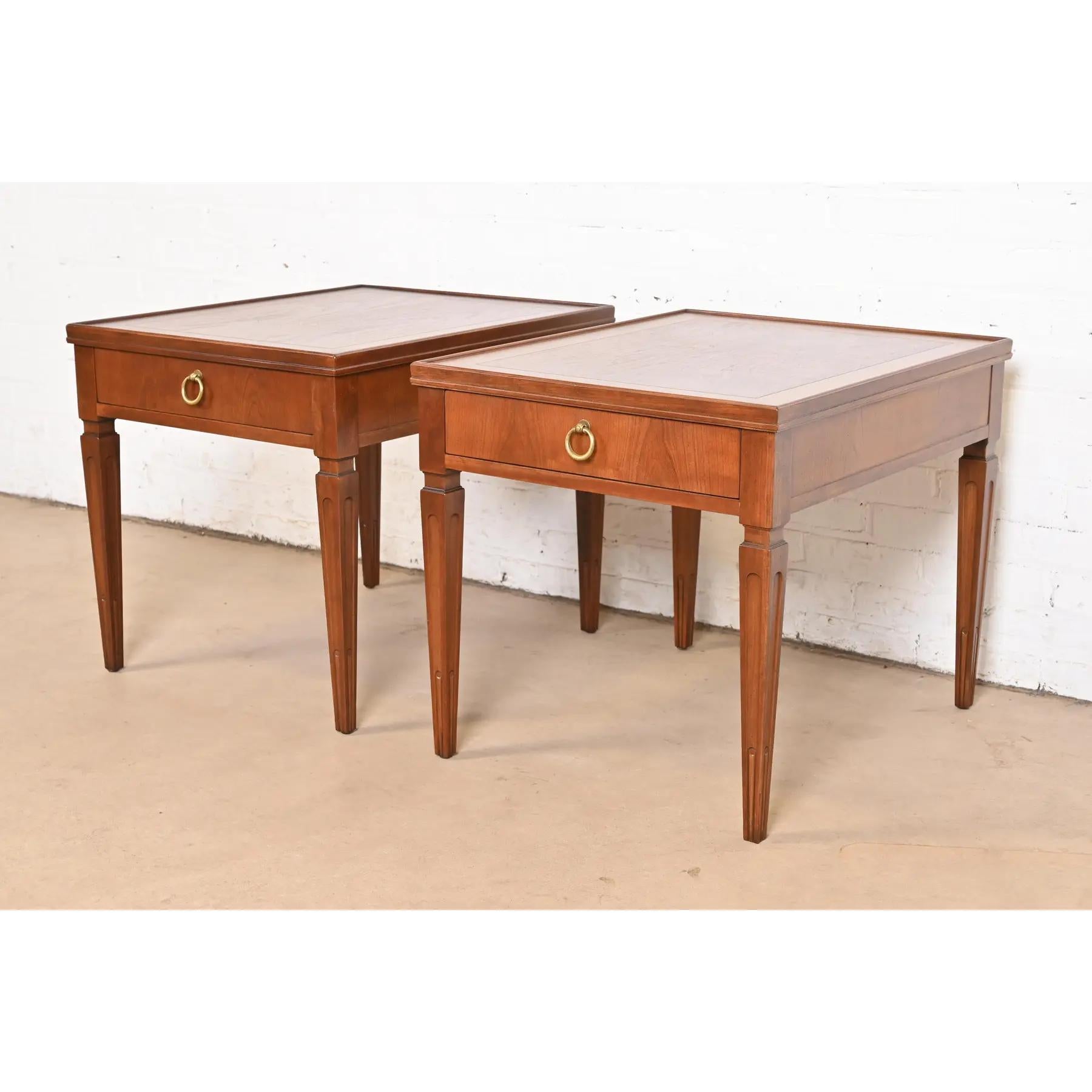 Baker Furniture French Regency Louis XVI Carved Cherry Tea Tables, Refinished In Good Condition For Sale In South Bend, IN