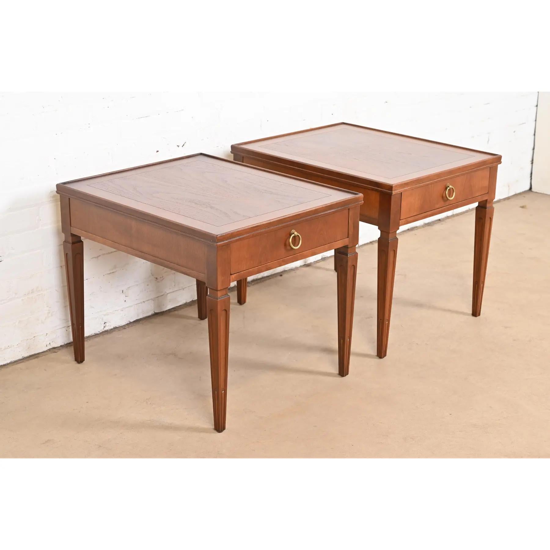 Mid-20th Century Baker Furniture French Regency Louis XVI Carved Cherry Tea Tables, Refinished For Sale